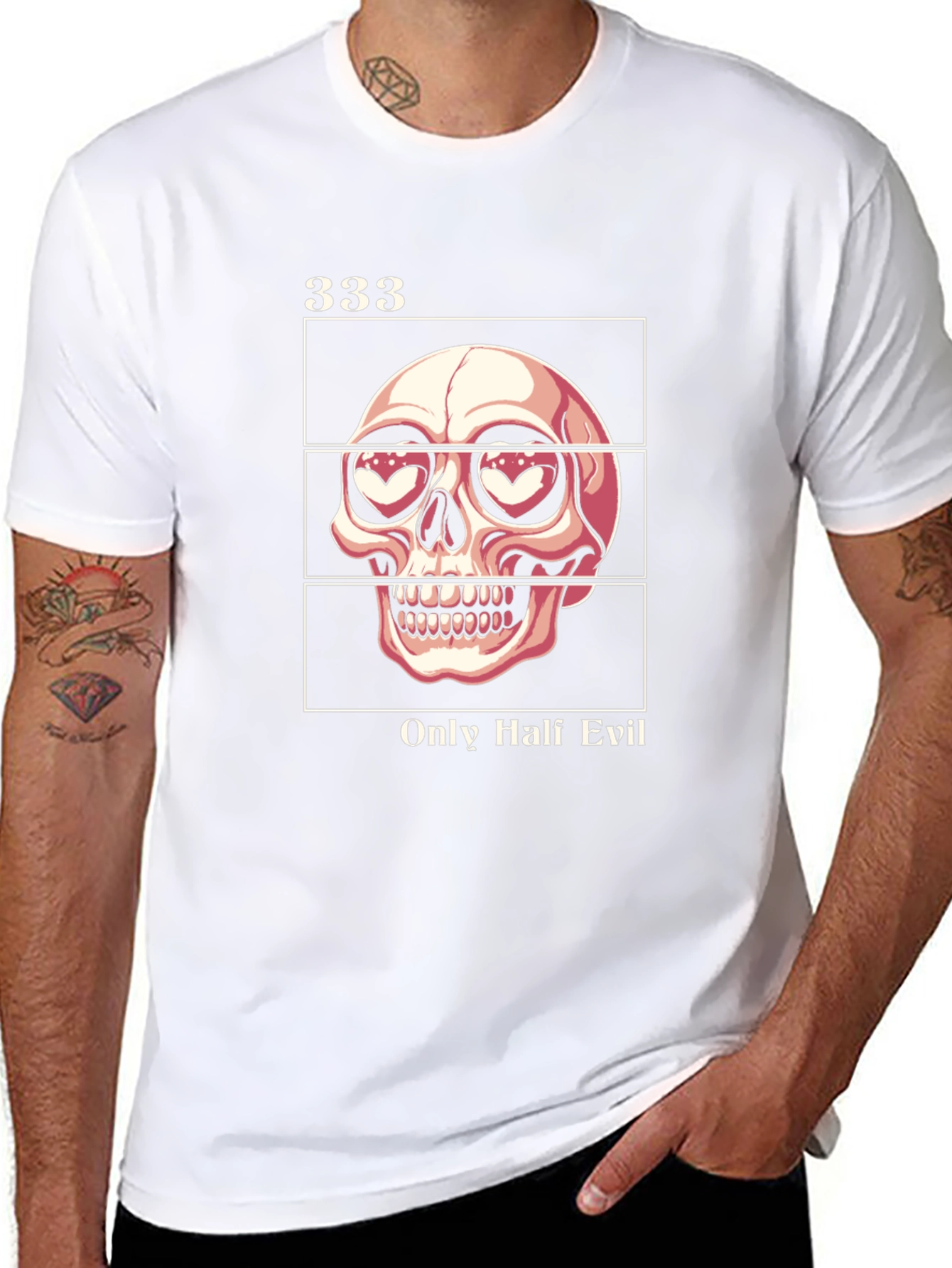 333 Only Half Evil Graphic Tee - Black