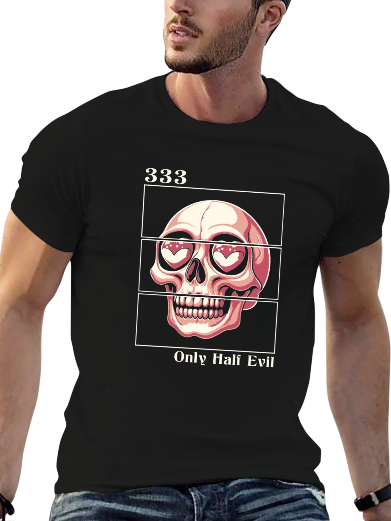 333 Only Half Evil Graphic Tee - Black