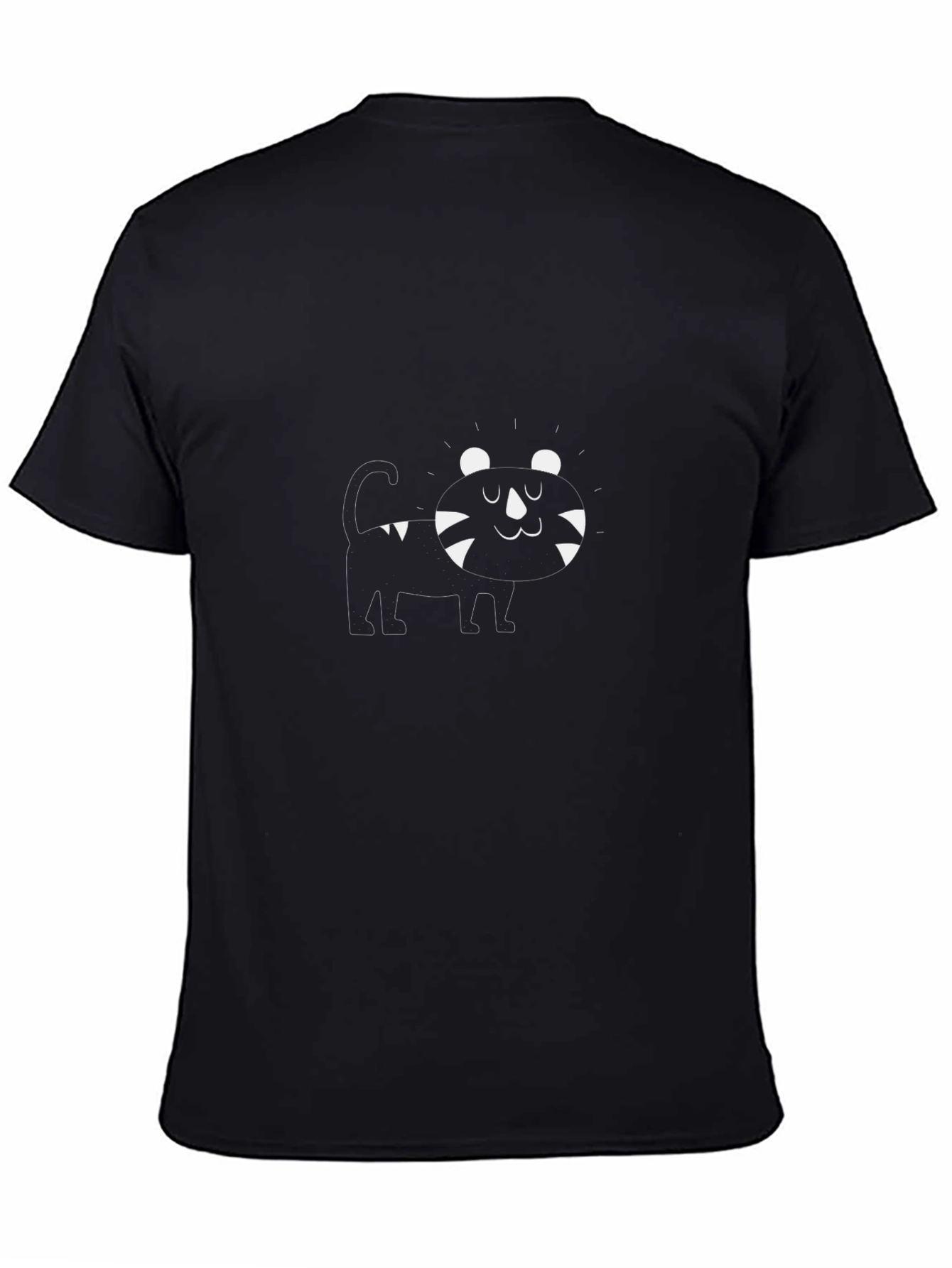 Cute Cartoon Cat Black T-Shirt