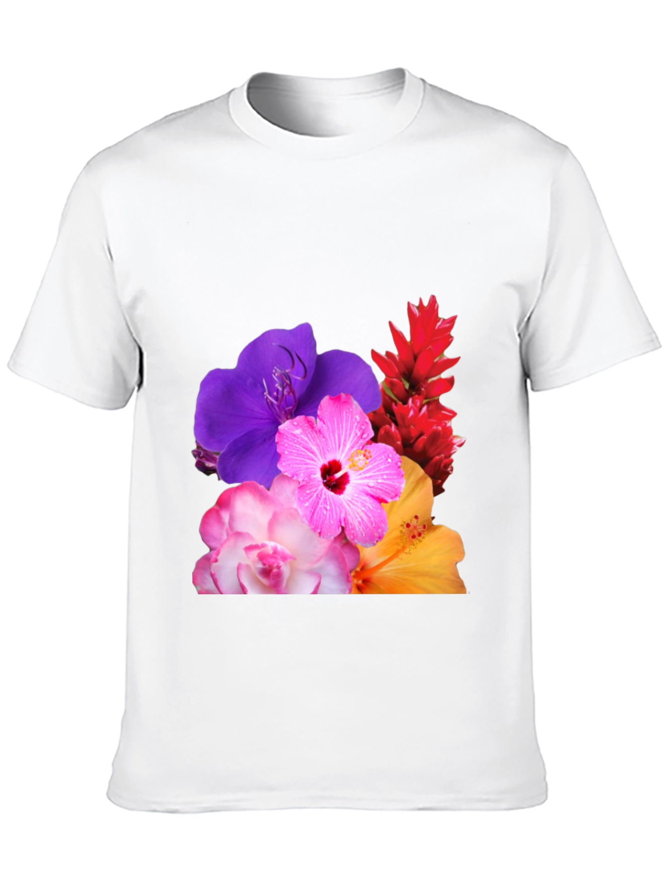 Floral Print Black T-Shirt - Vibrant Blossom Design