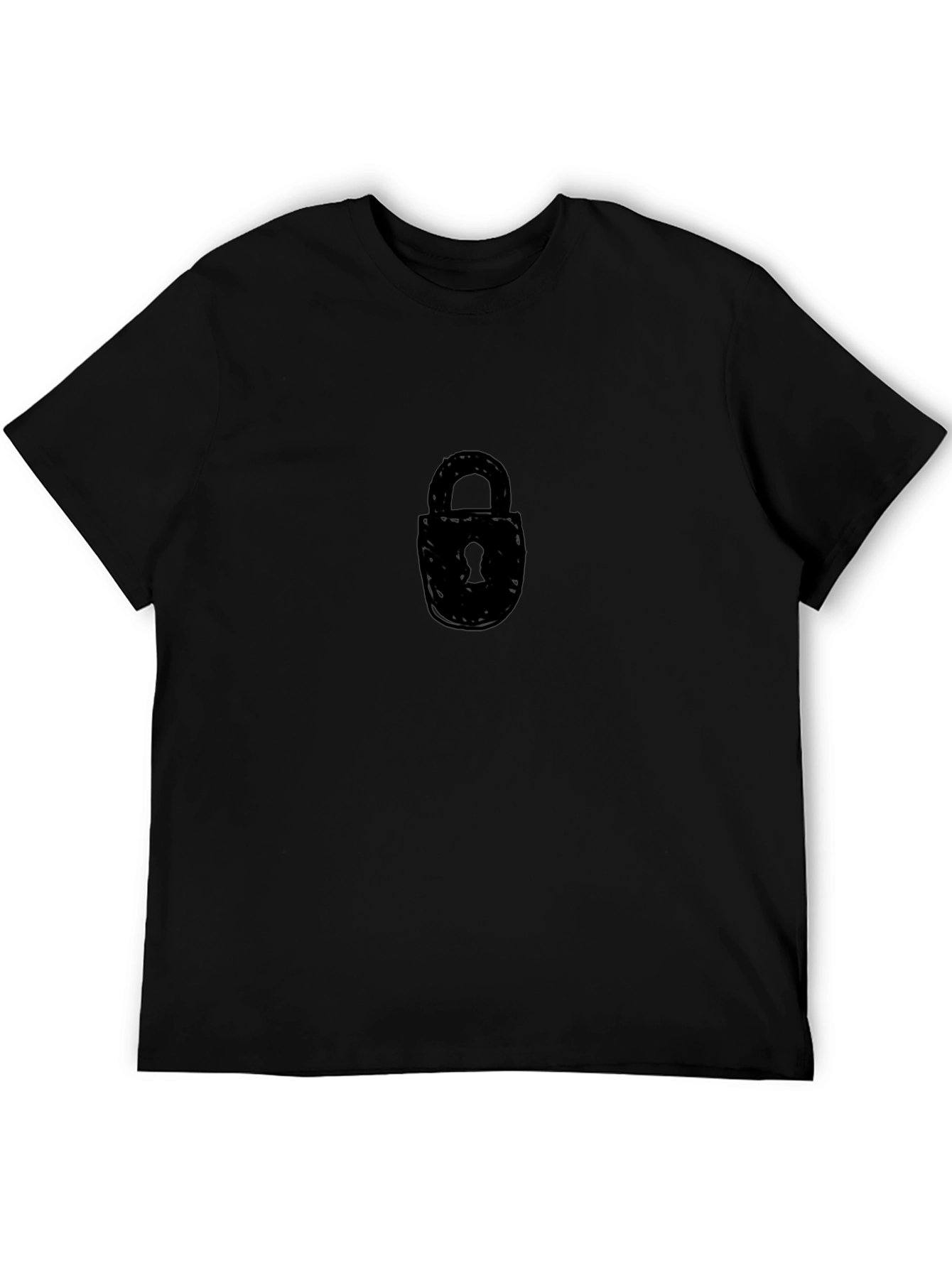 Black T-Shirt with Lock Graphic