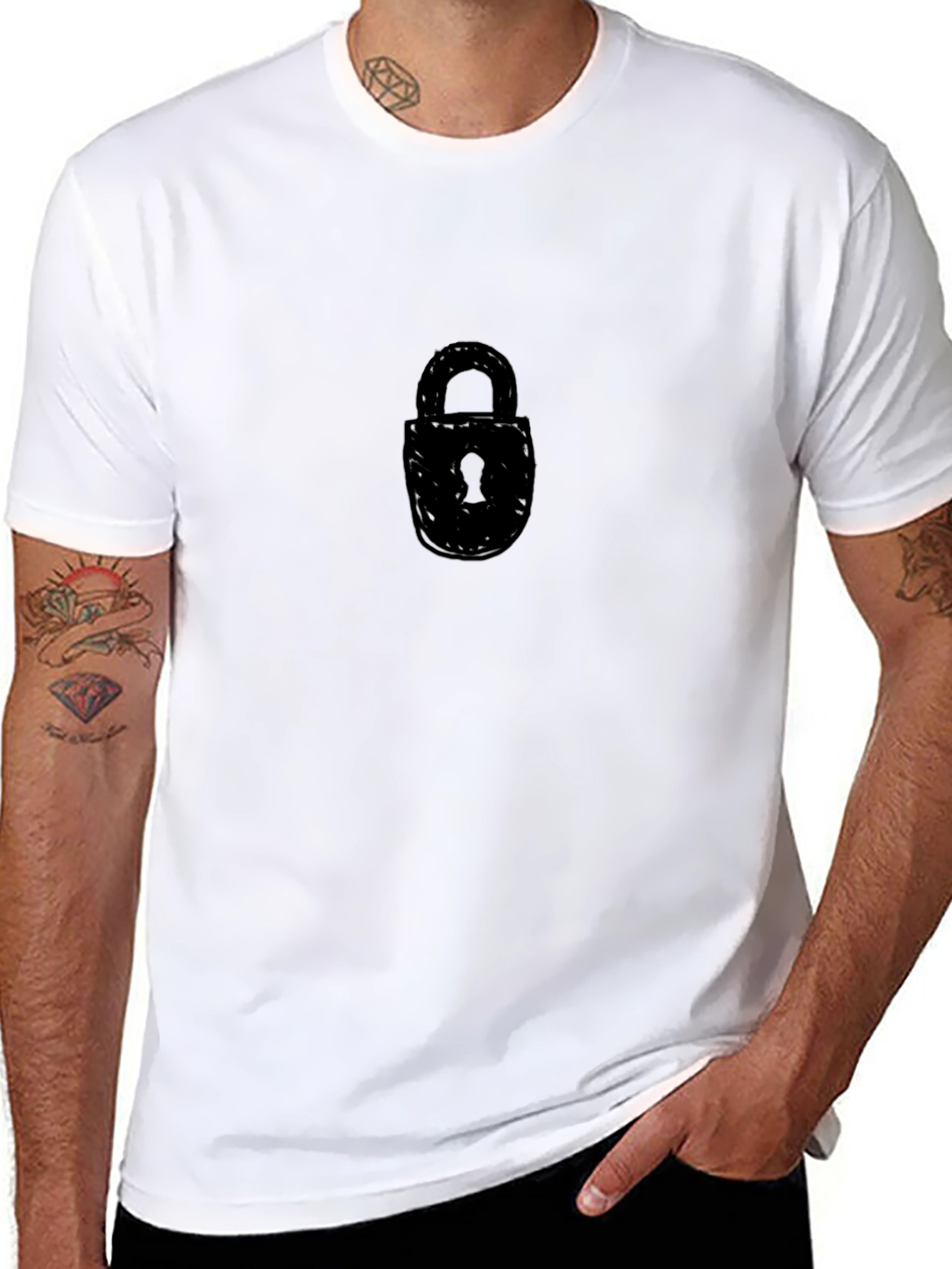 Black T-Shirt with Lock Graphic