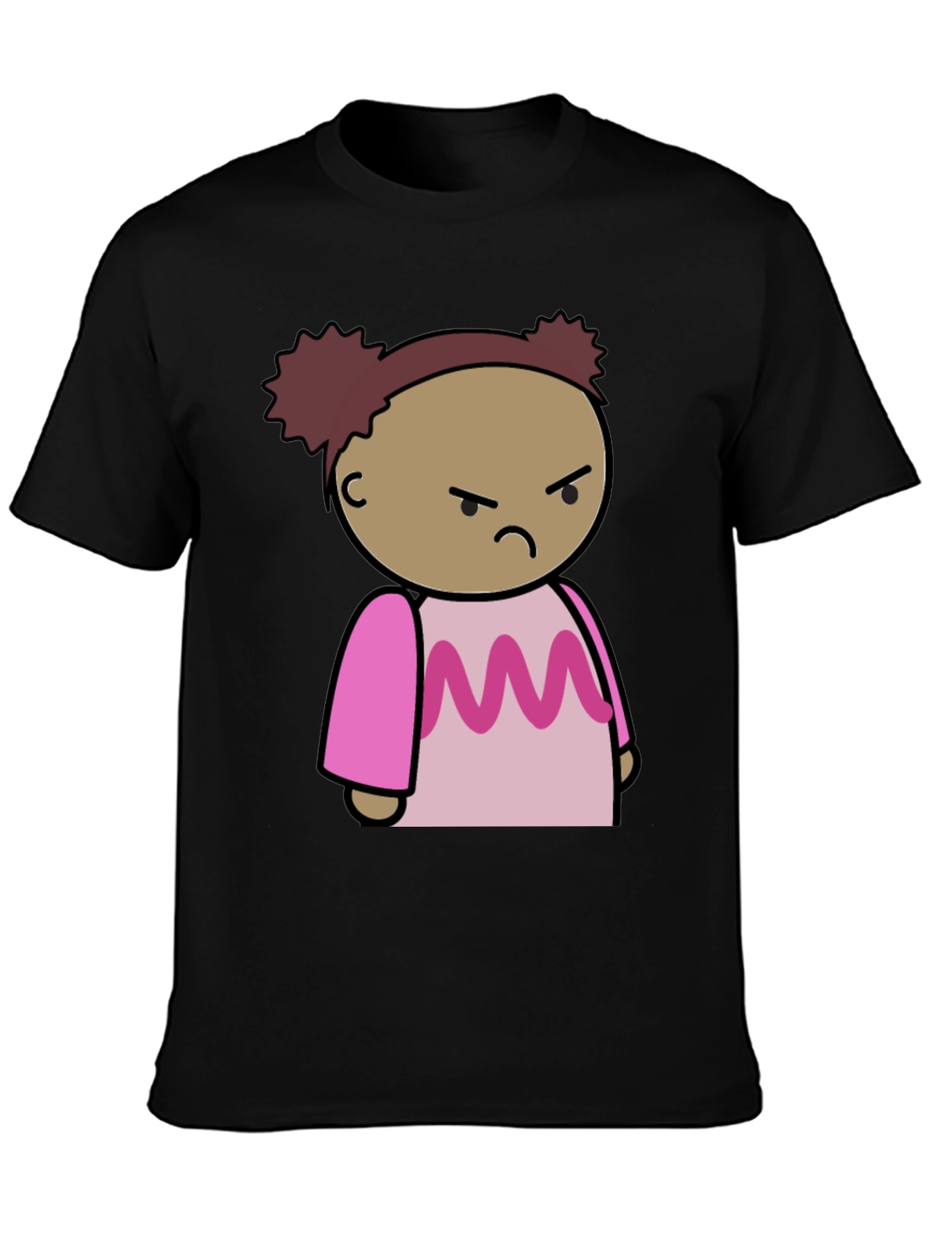 Angry Cartoon Girl T-Shirt - Black