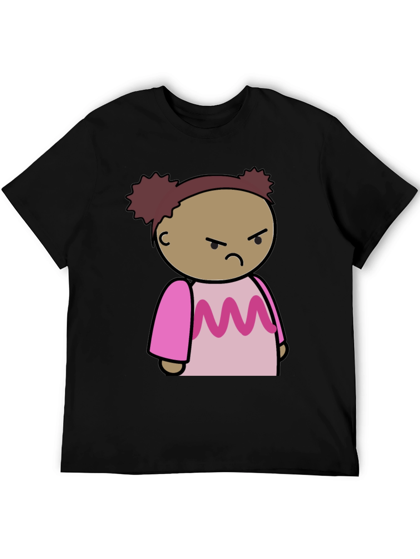 Angry Cartoon Girl T-Shirt - Black