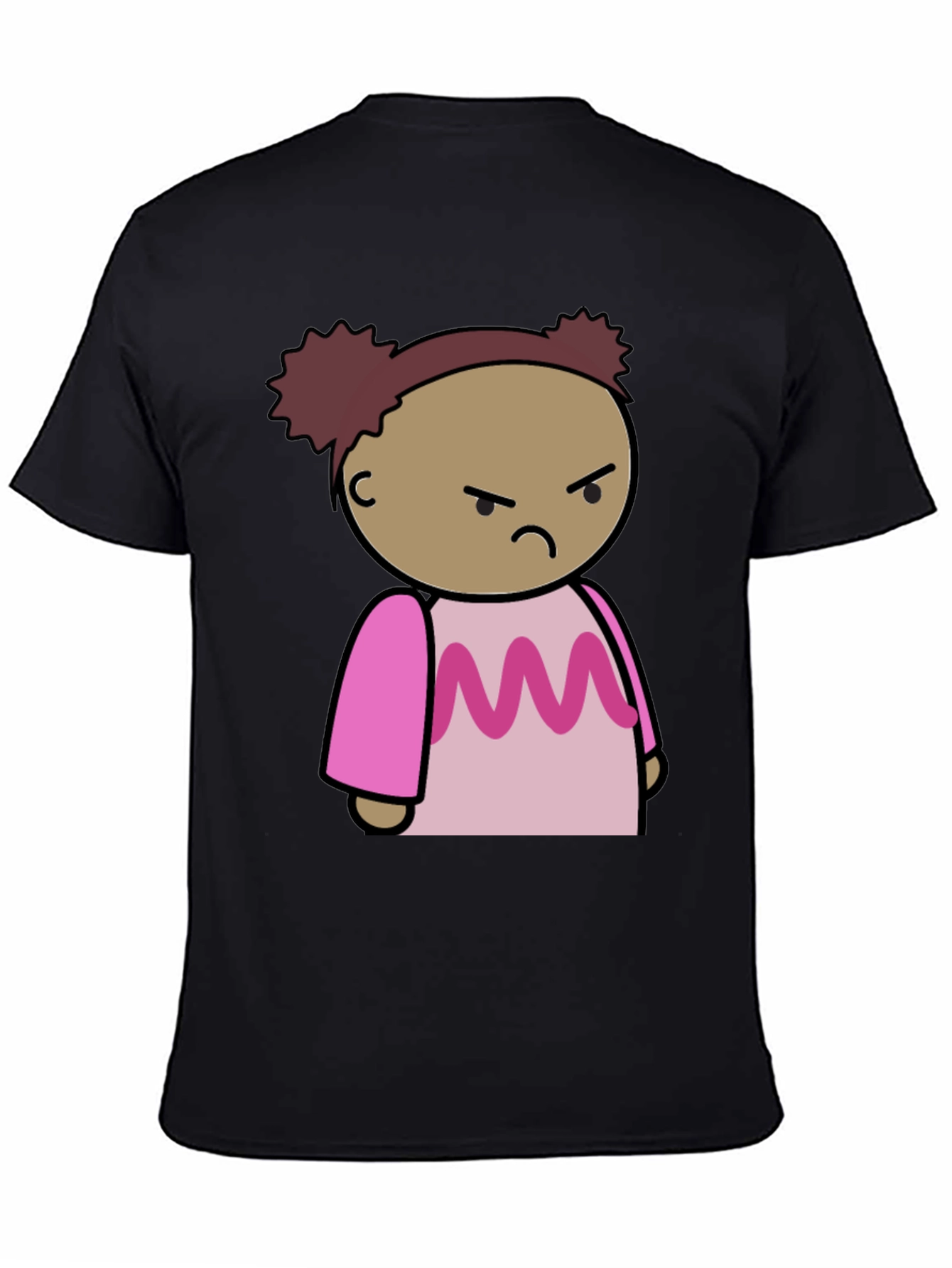 Angry Cartoon Girl T-Shirt - Black
