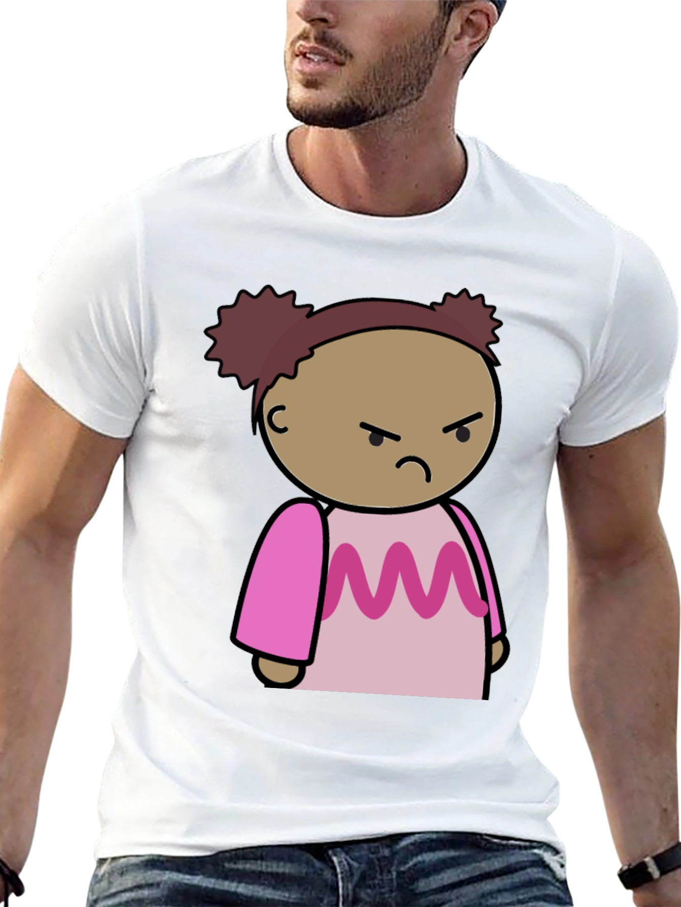 Angry Cartoon Girl T-Shirt - Black