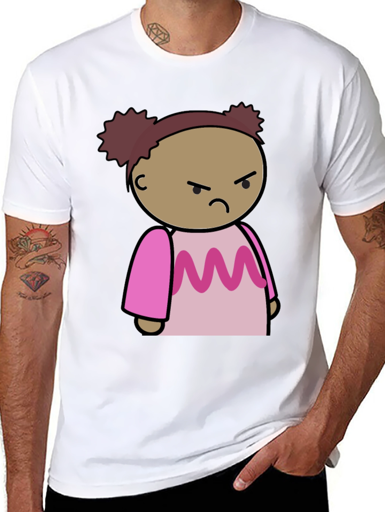 Angry Cartoon Girl T-Shirt - Black