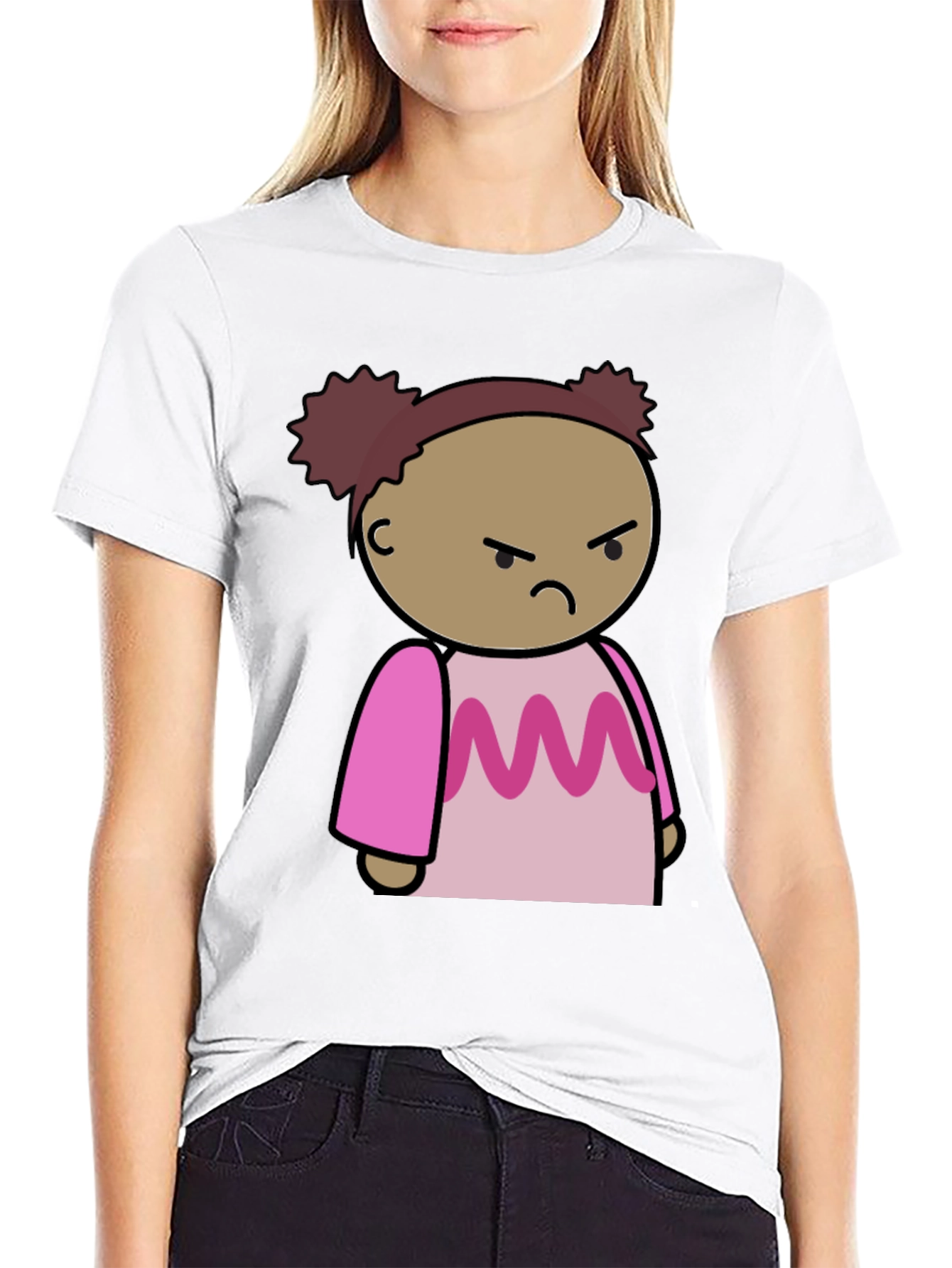 Angry Cartoon Girl T-Shirt - Black