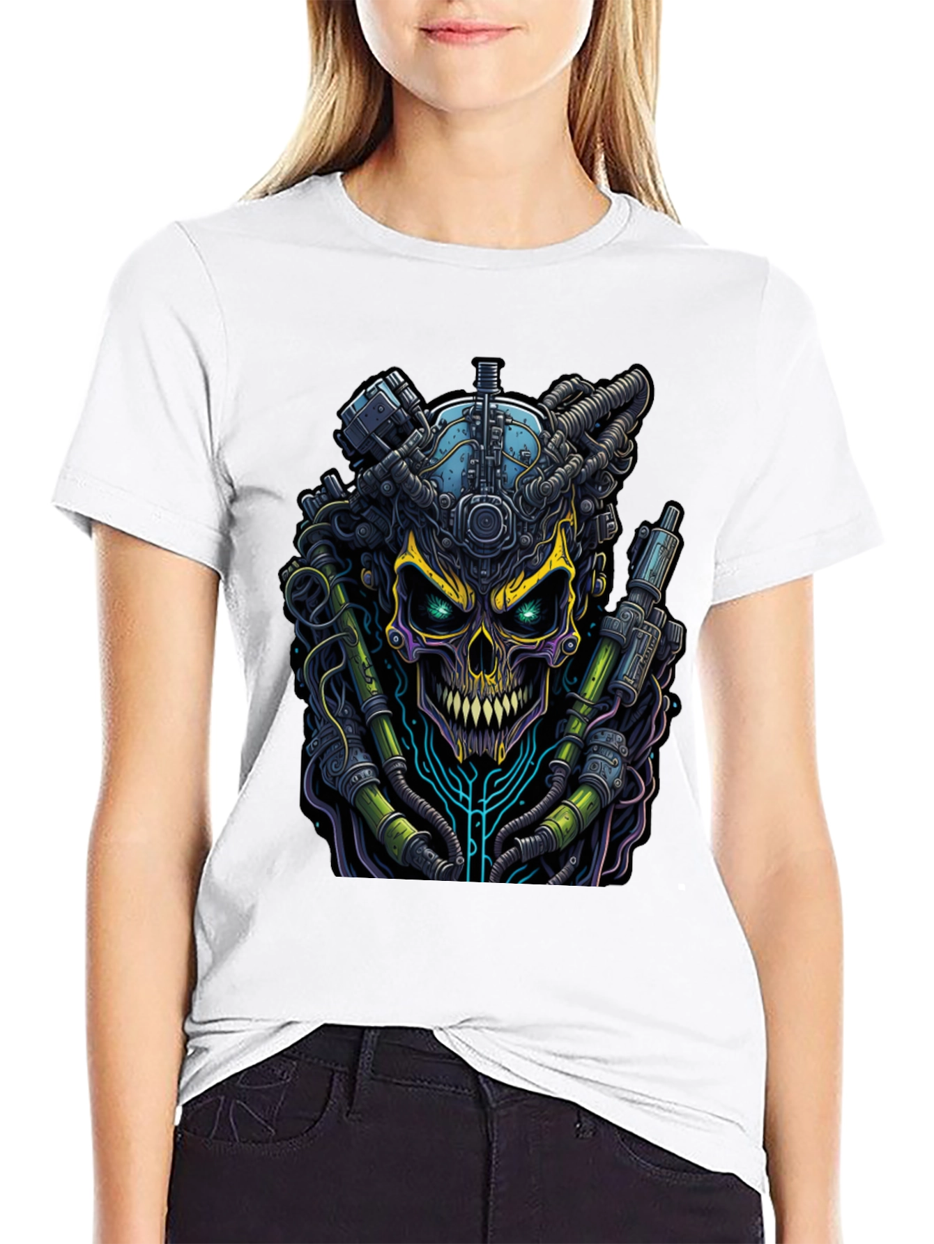 Cyberpunk Skull Graphic Tee - Edgy Style