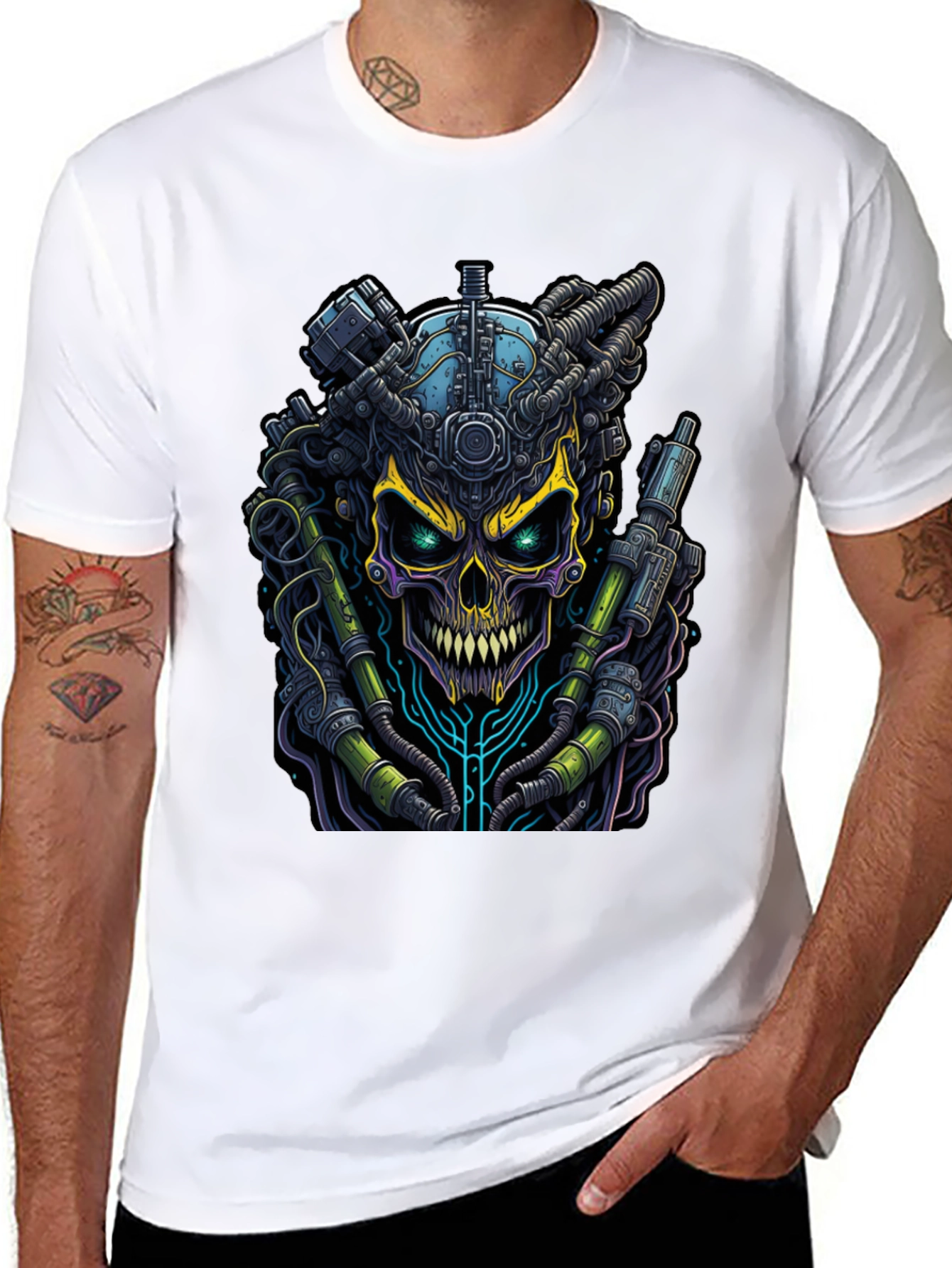 Cyberpunk Skull Graphic Tee - Edgy Style