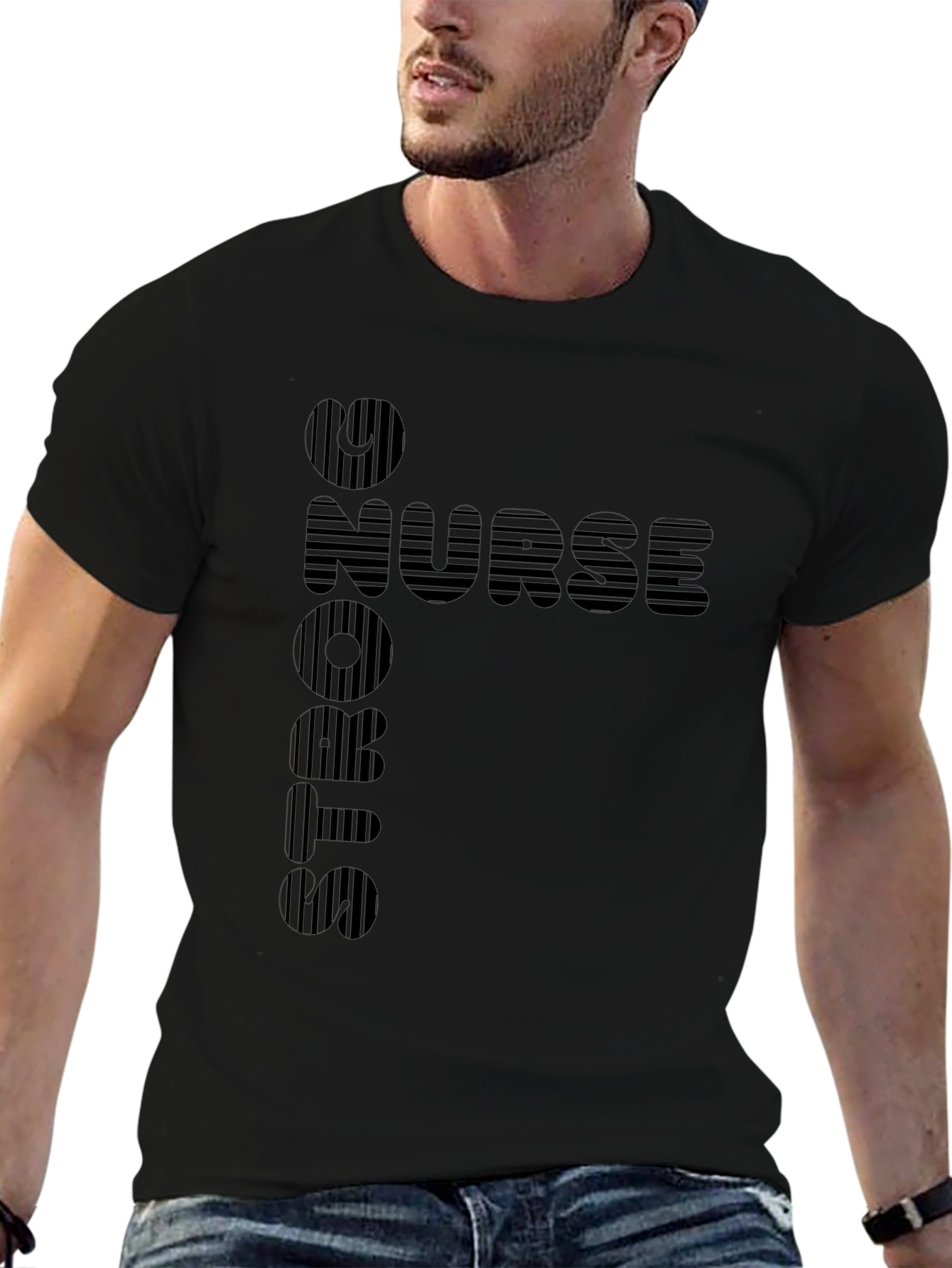 RN Nurse Striped Graphic Tee