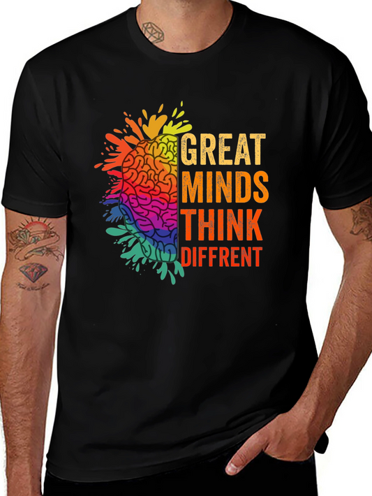 Great Minds Think Different Tee - Stylish Brain Graphic T-Shirt