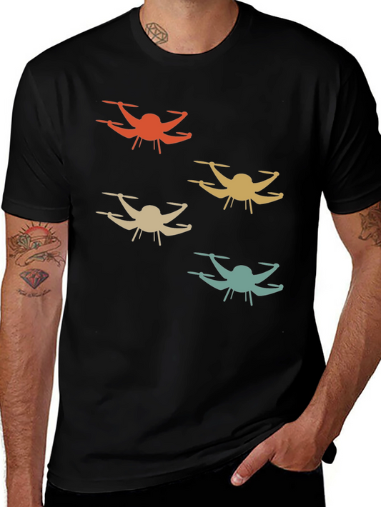 Drone Silhouette Graphic T-Shirt - Retro Style