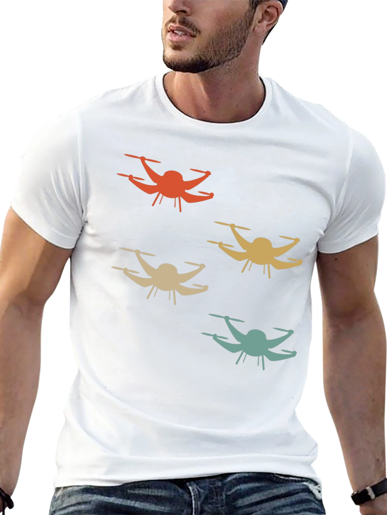 Drone Silhouette Graphic T-Shirt - Retro Style