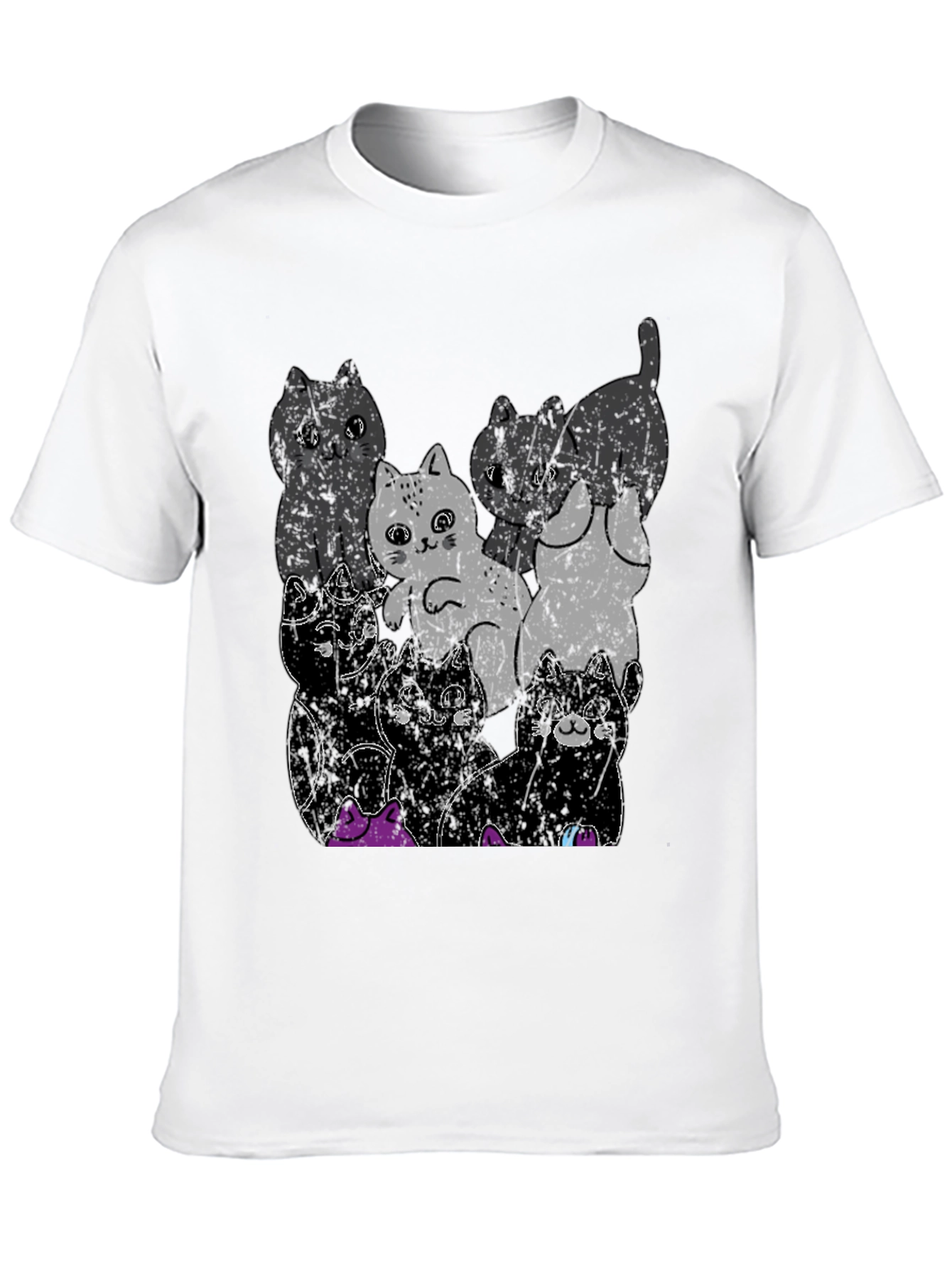 Cute Cats Graphic Black T-Shirt