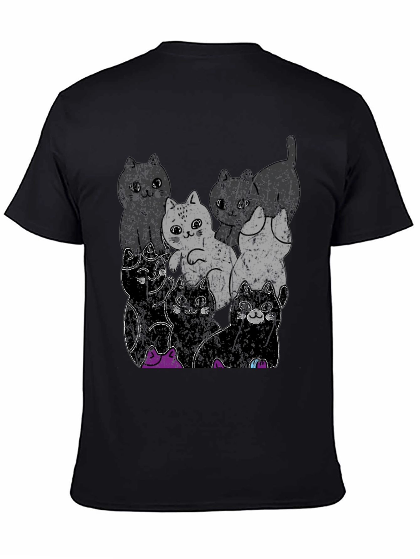 Cute Cats Graphic Black T-Shirt