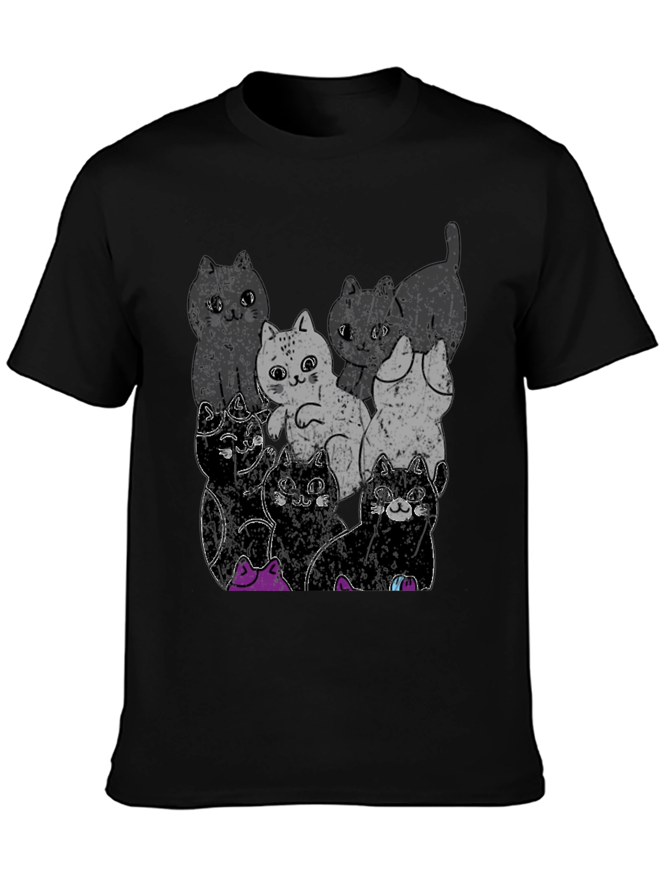 Cute Cats Graphic Black T-Shirt