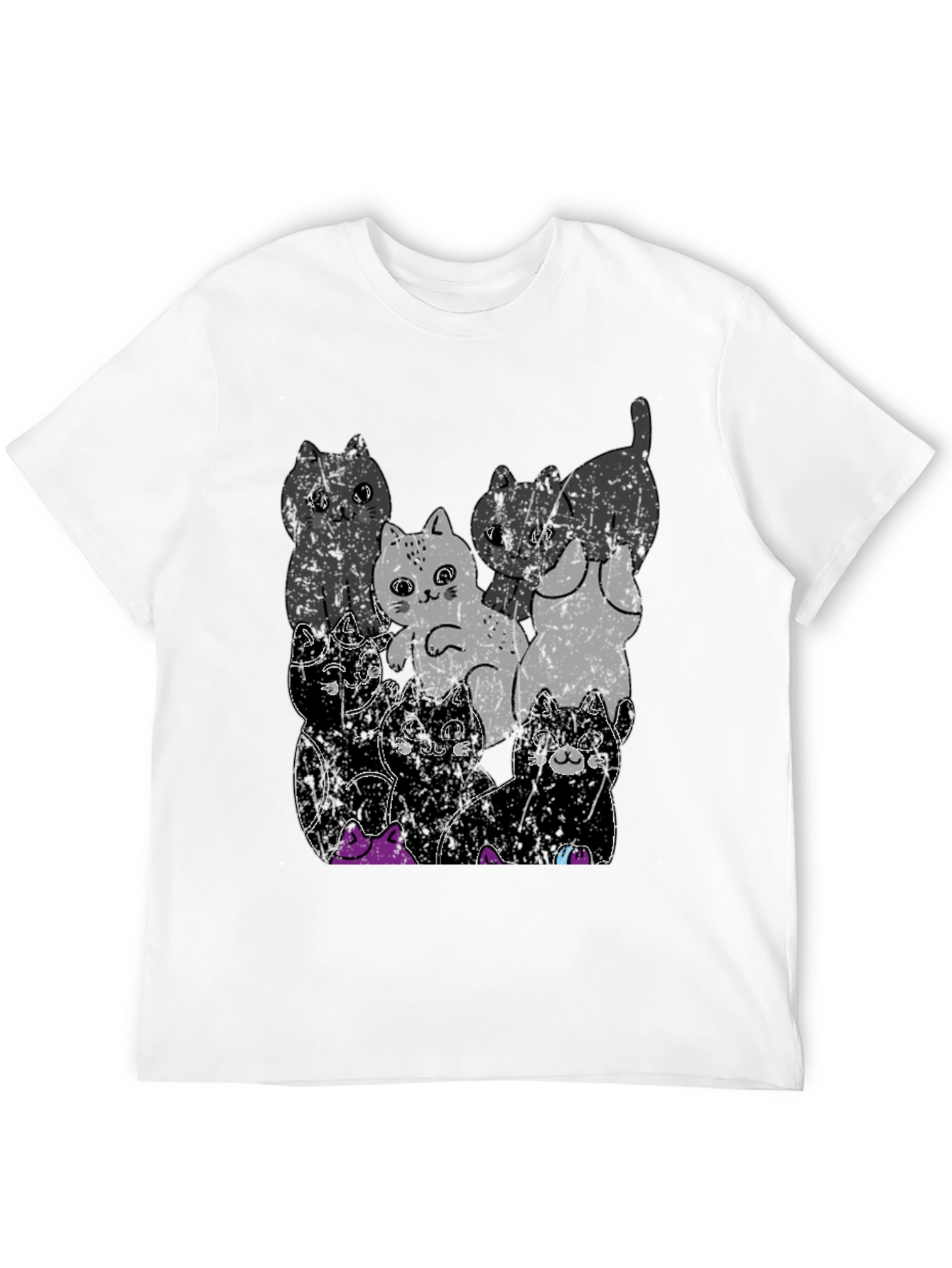 Cute Cats Graphic Black T-Shirt