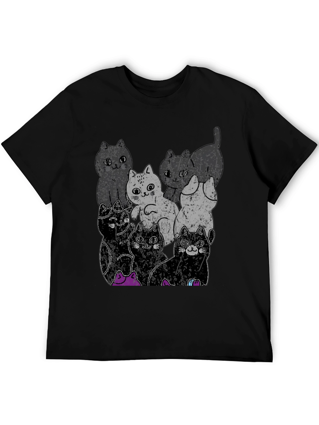 Cute Cats Graphic Black T-Shirt