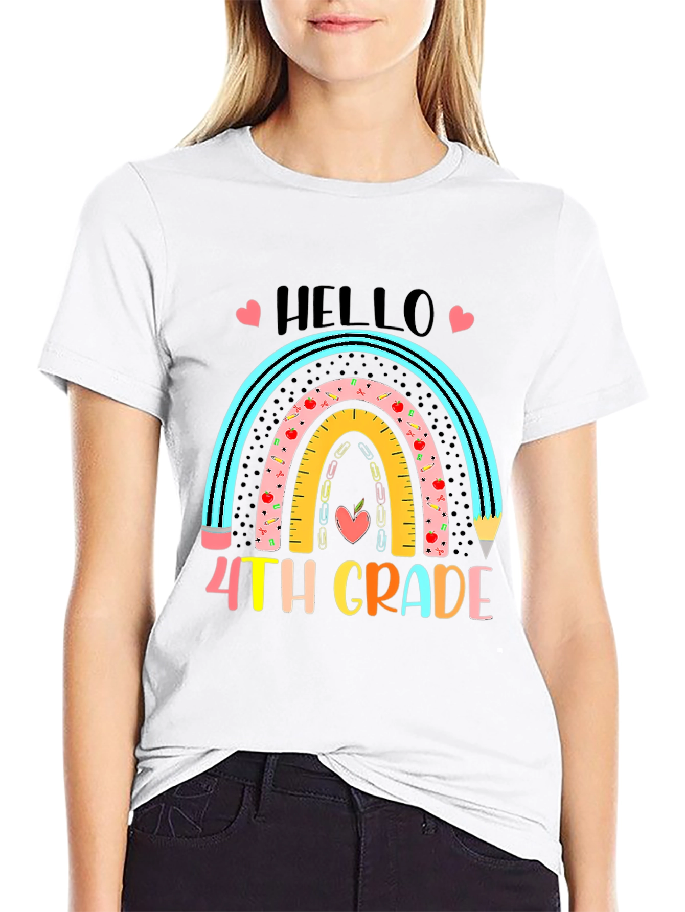 Hello 4th Grade Rainbow T-Shirt
