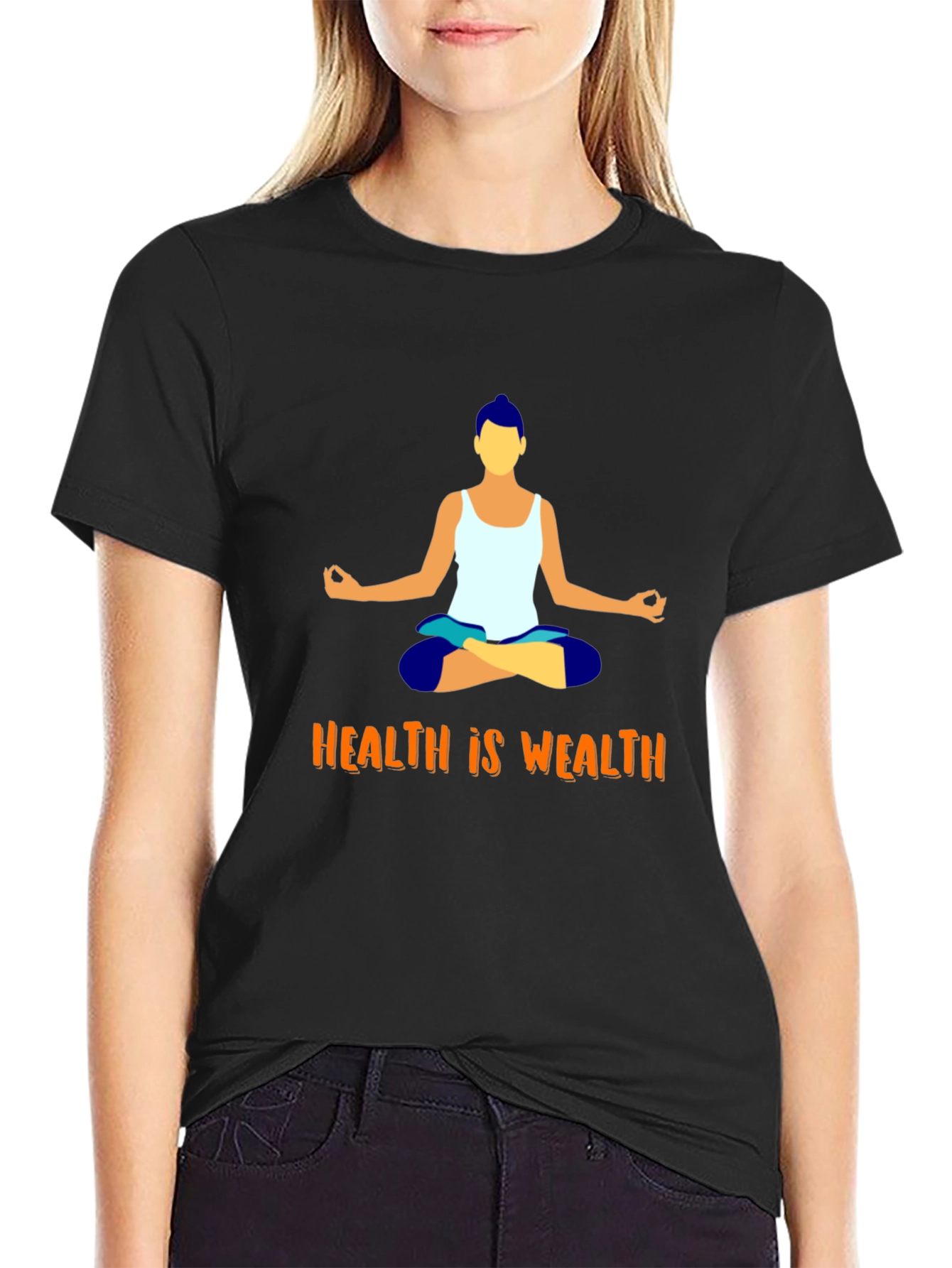 Health is Wealth Yoga Graphic T-Shirt