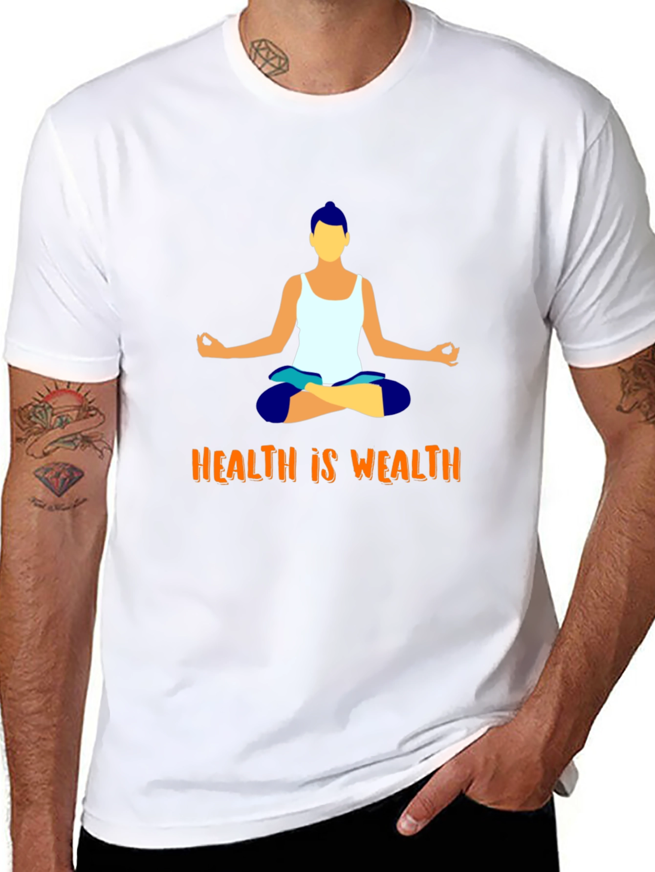Health is Wealth Yoga Graphic T-Shirt