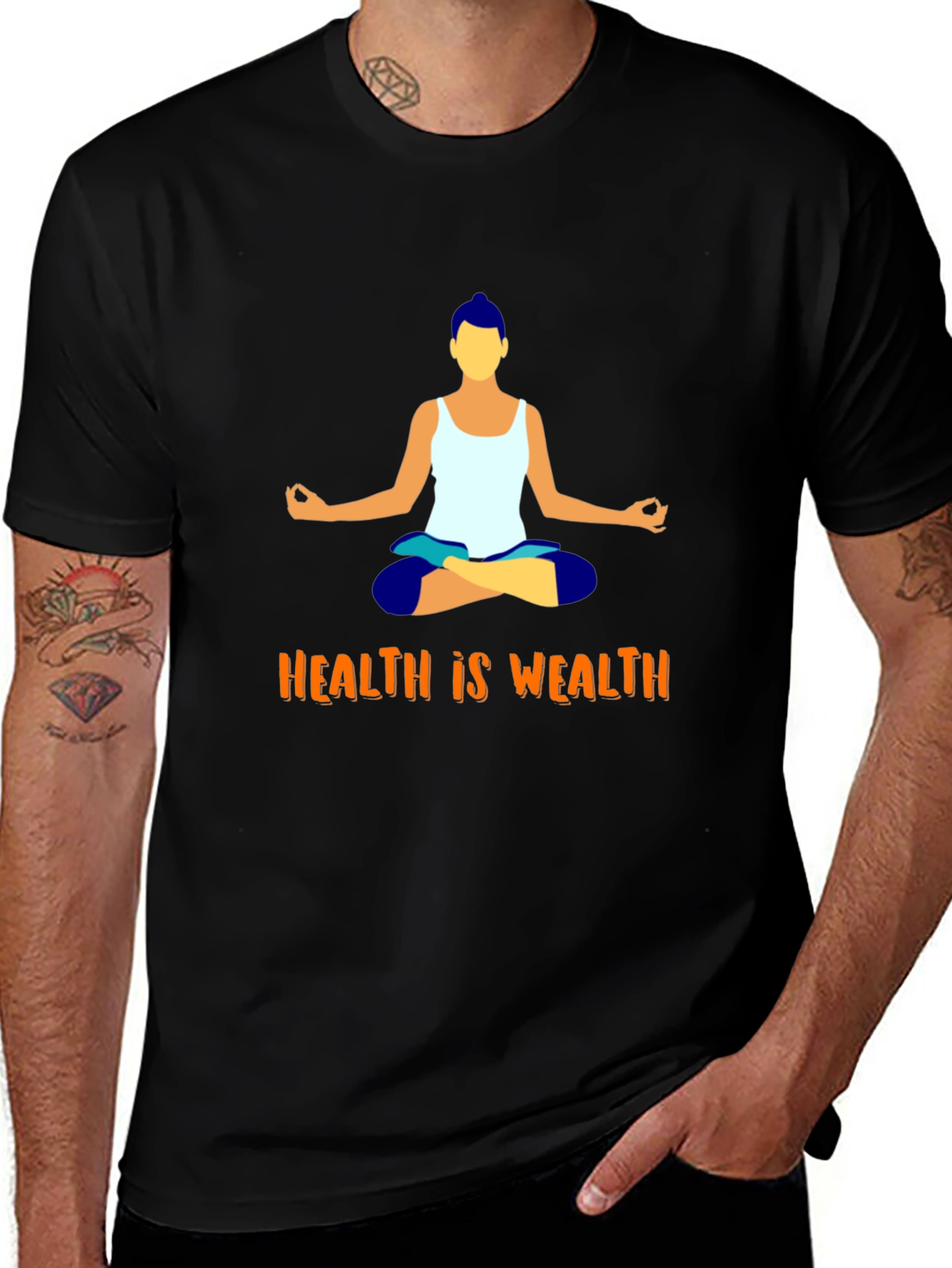 Health is Wealth Yoga Graphic T-Shirt
