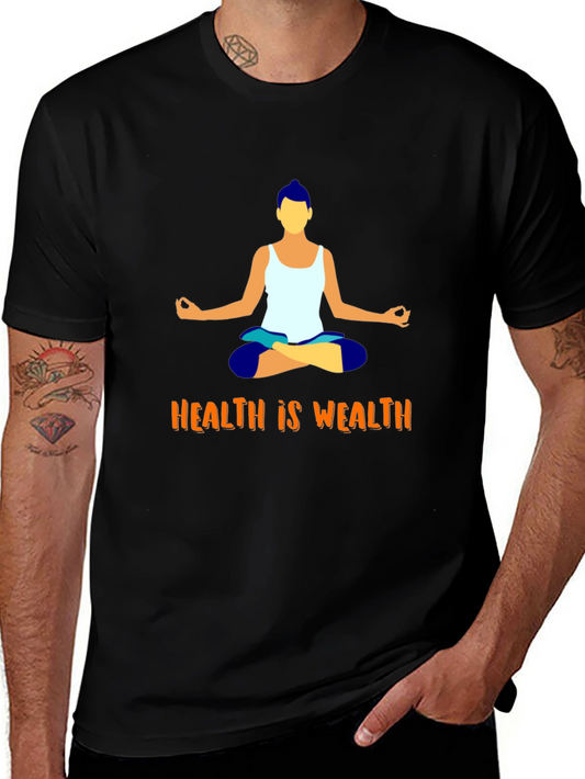 Health is Wealth Yoga Graphic T-Shirt