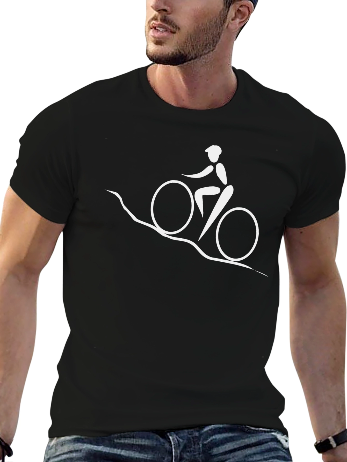 Cyclist Graphic Tee - Black Cotton T-Shirt