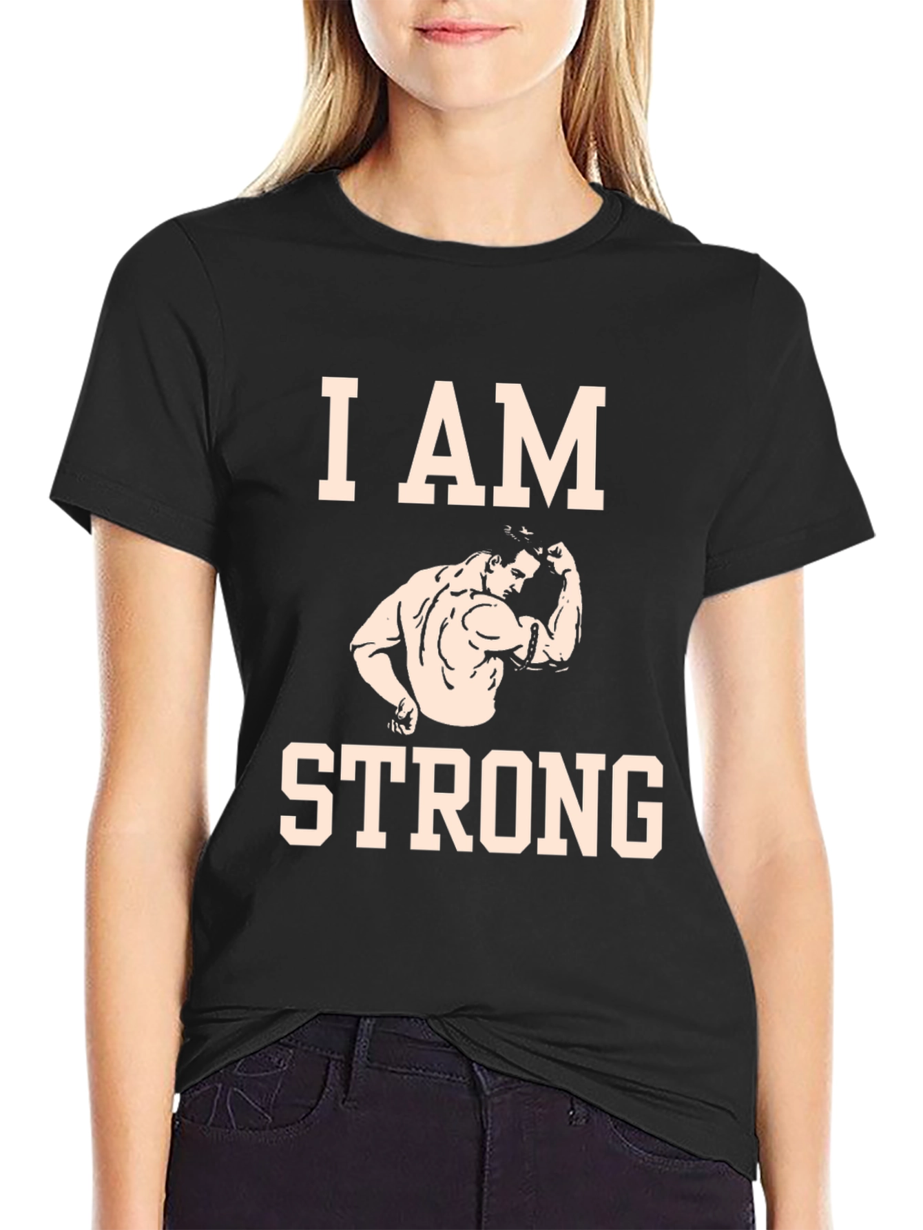 I AM STRONG Graphic Tee - Motivational Fitness Shirt