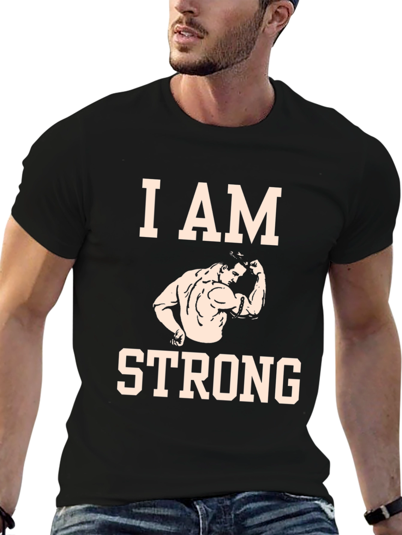 I AM STRONG Graphic Tee - Motivational Fitness Shirt