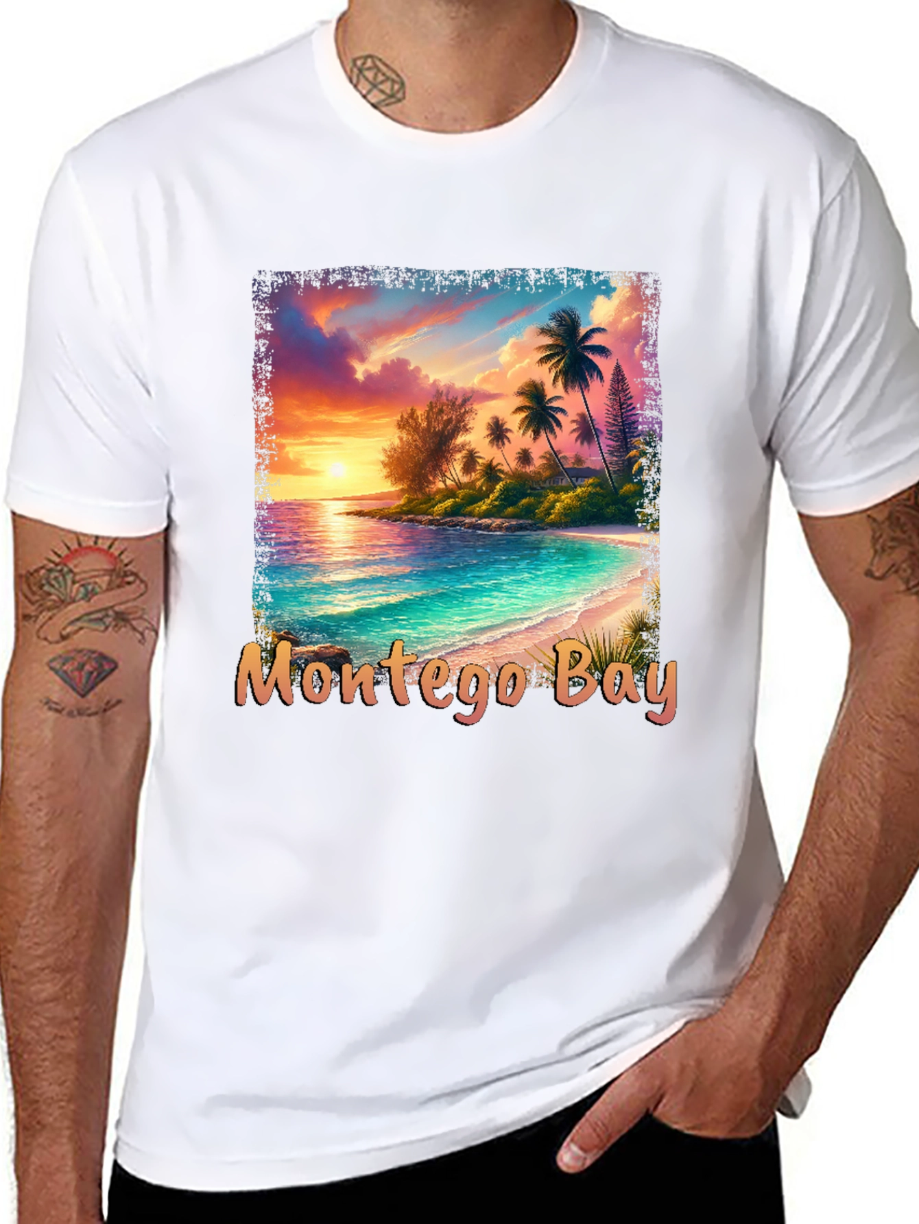 Montego Bay Graphic T-Shirt - Tropical Beach Design