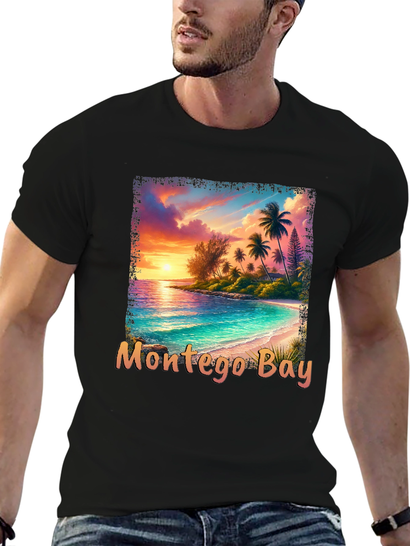 Montego Bay Graphic T-Shirt - Tropical Beach Design