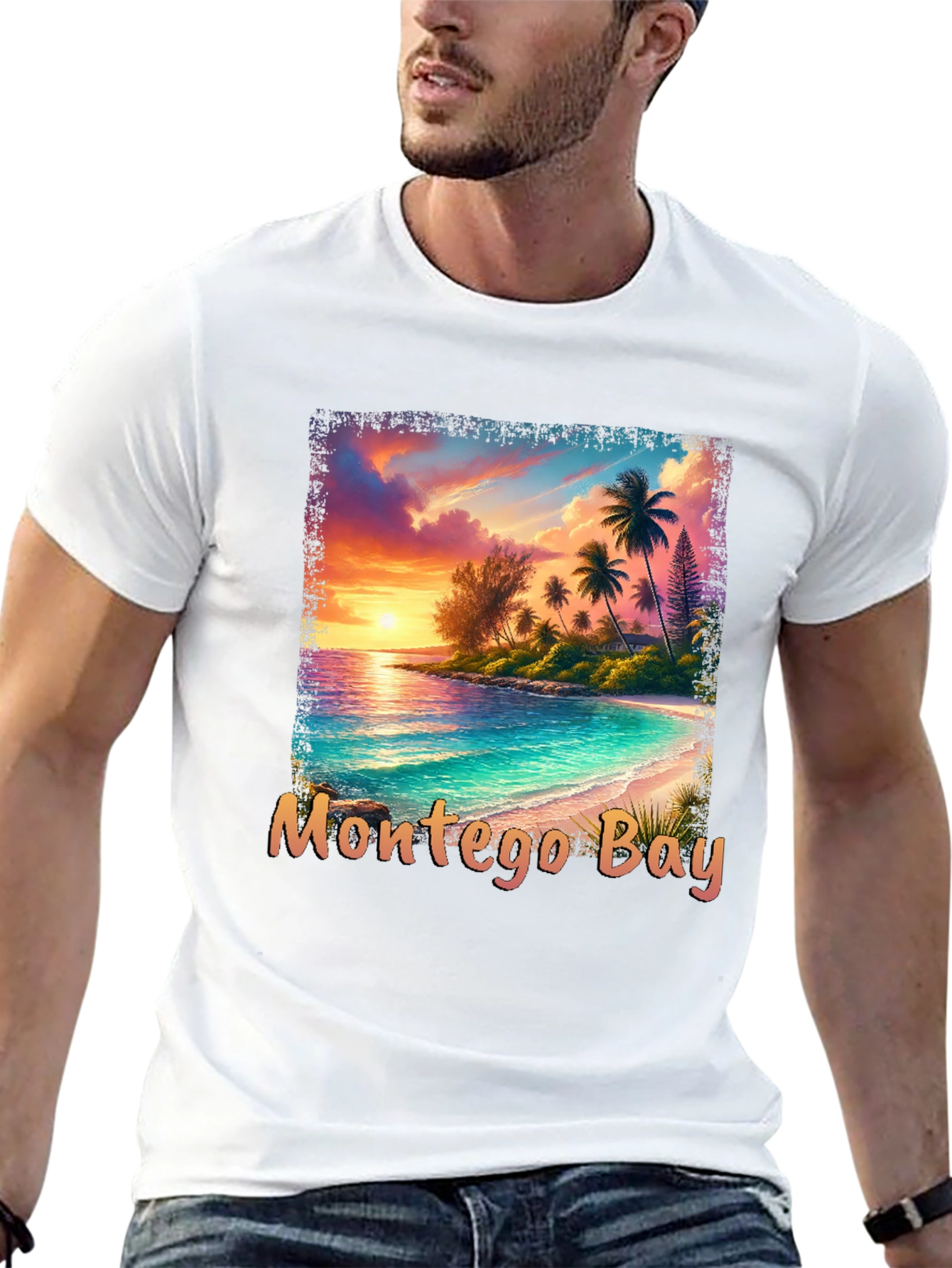 Montego Bay Graphic T-Shirt - Tropical Beach Design