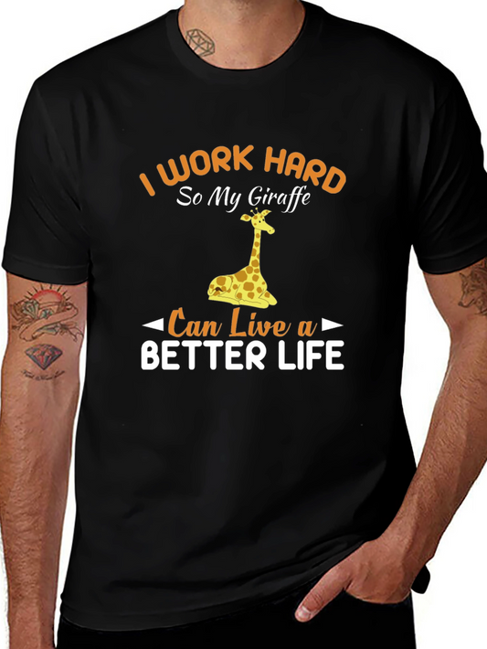 I Work Hard Giraffe Graphic Tee