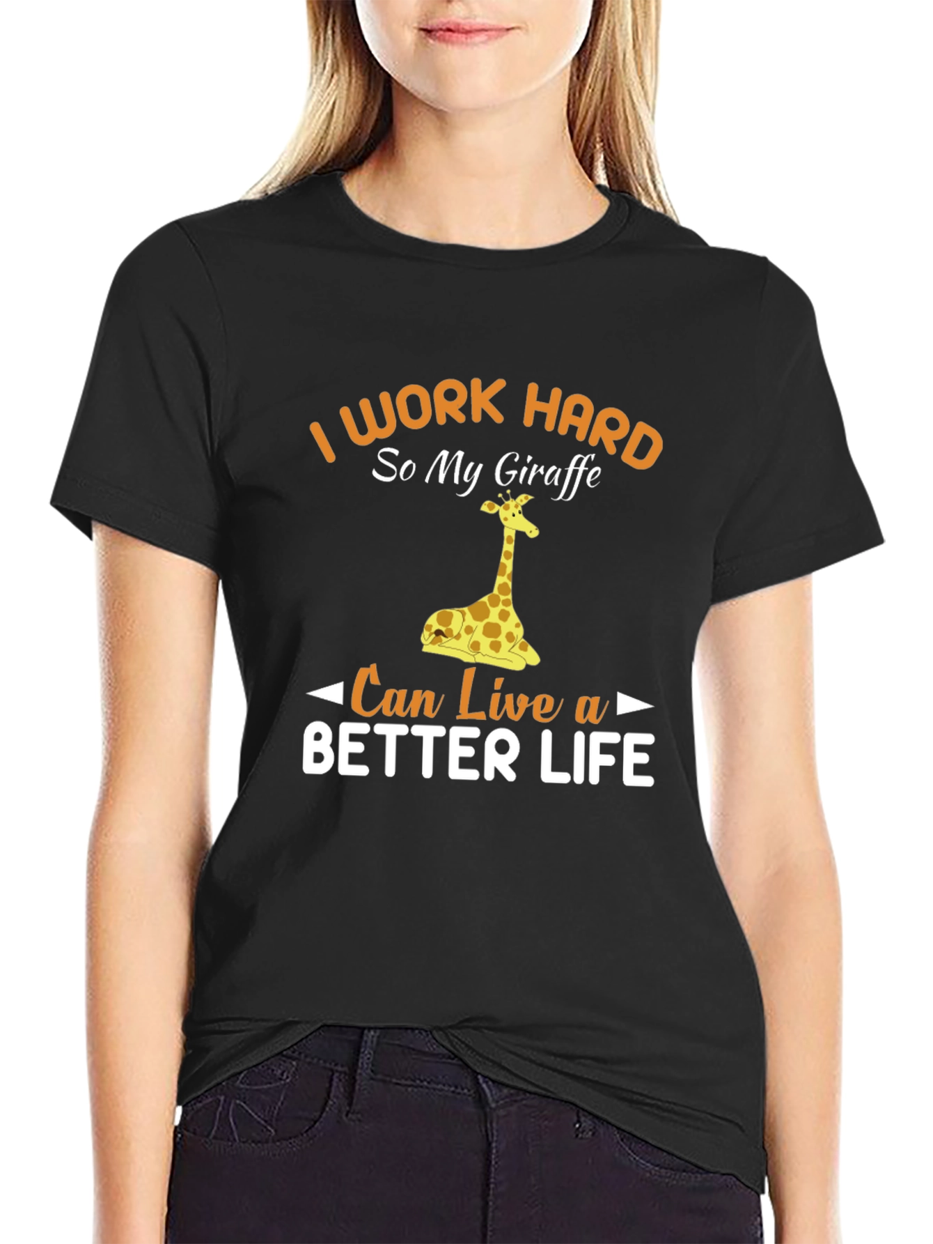 I Work Hard Giraffe Graphic Tee