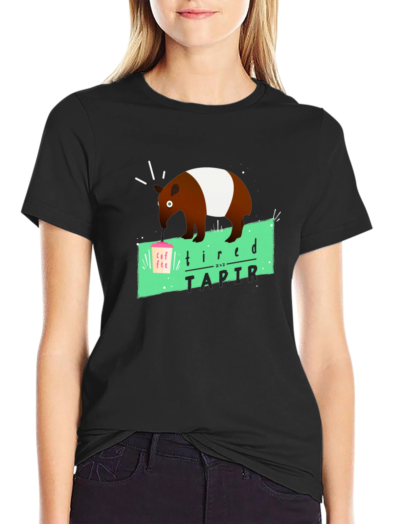 Tired Tapir Graphic Tee - Coffee Lovers Humor