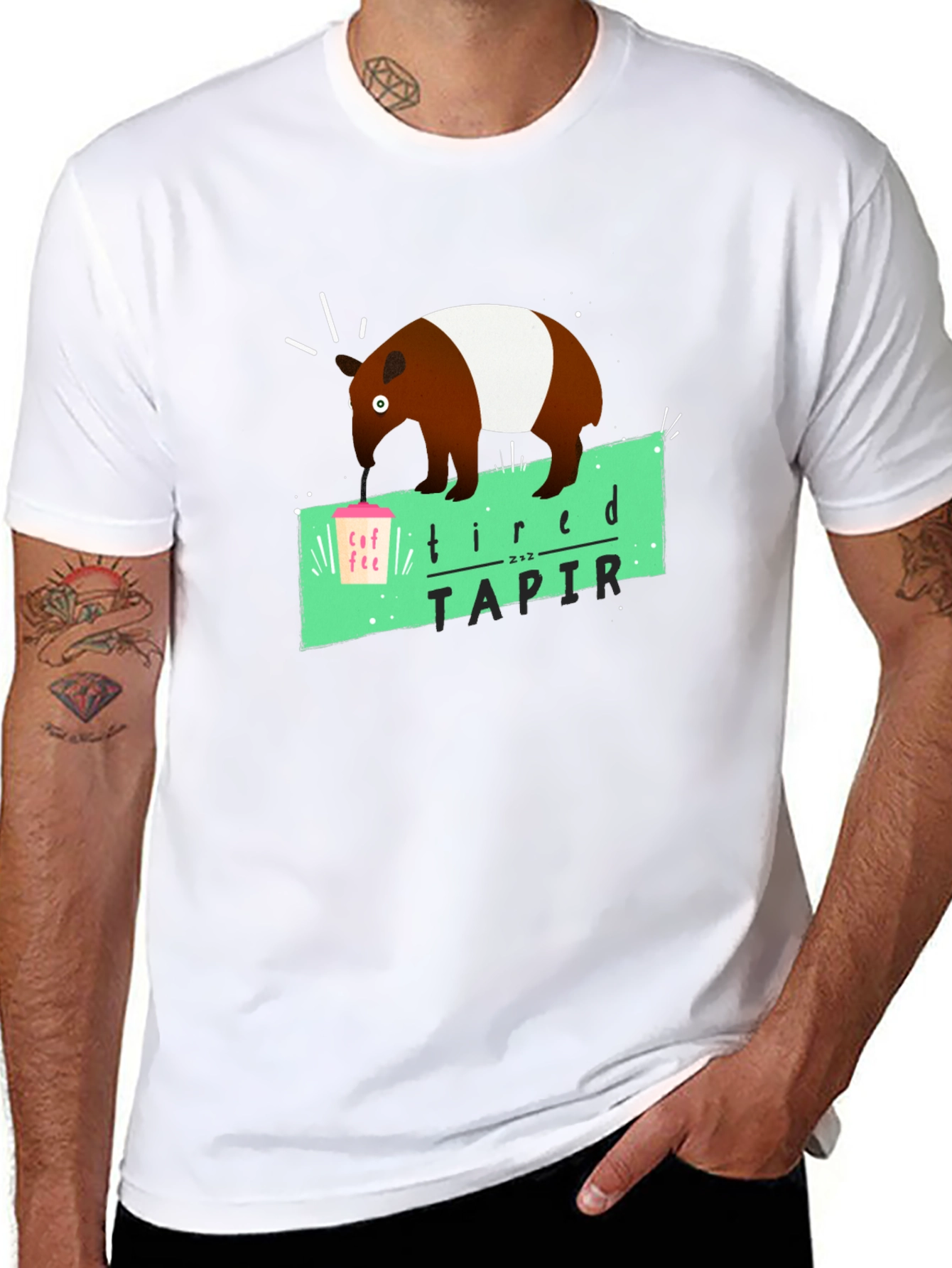Tired Tapir Graphic Tee - Coffee Lovers Humor