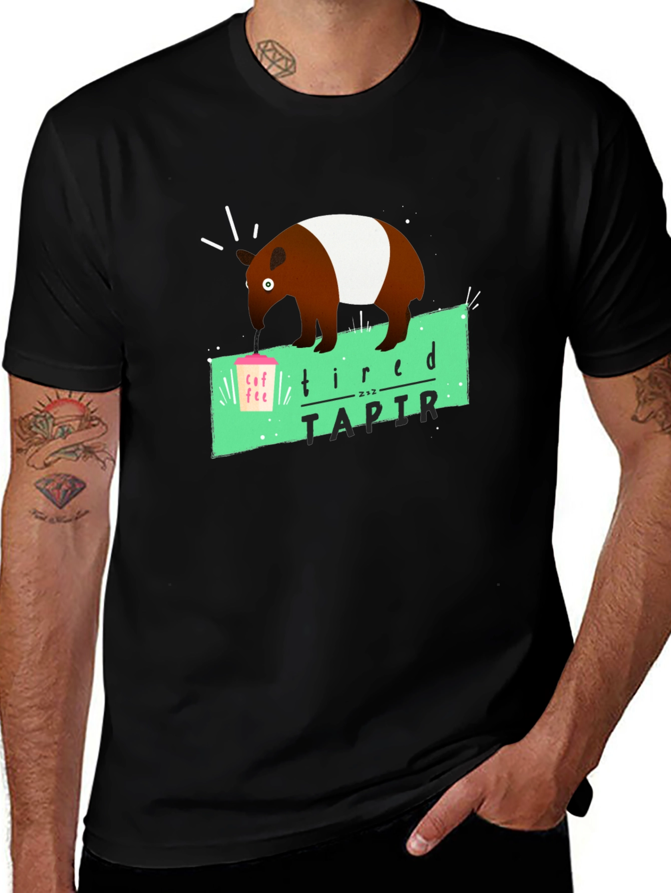 Tired Tapir Graphic Tee - Coffee Lovers Humor