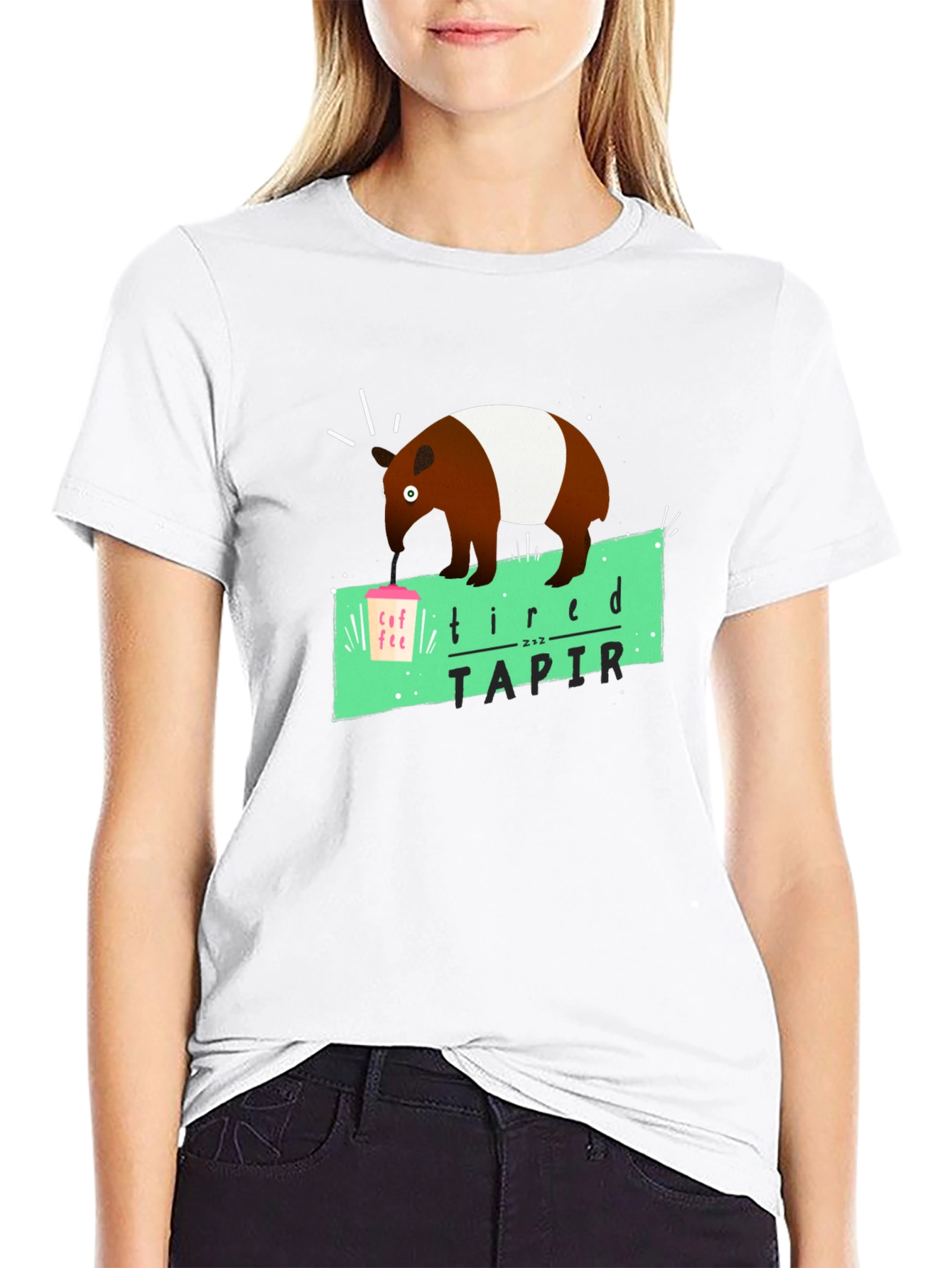 Tired Tapir Graphic Tee - Coffee Lovers Humor