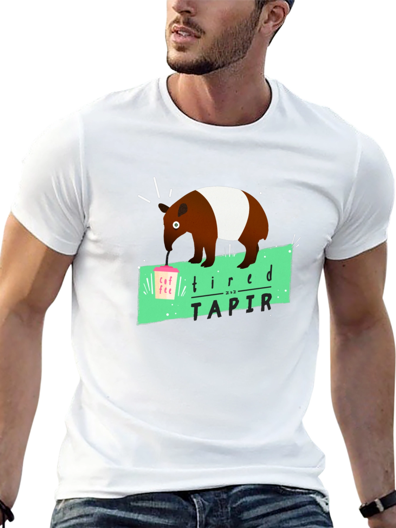Tired Tapir Graphic Tee - Coffee Lovers Humor