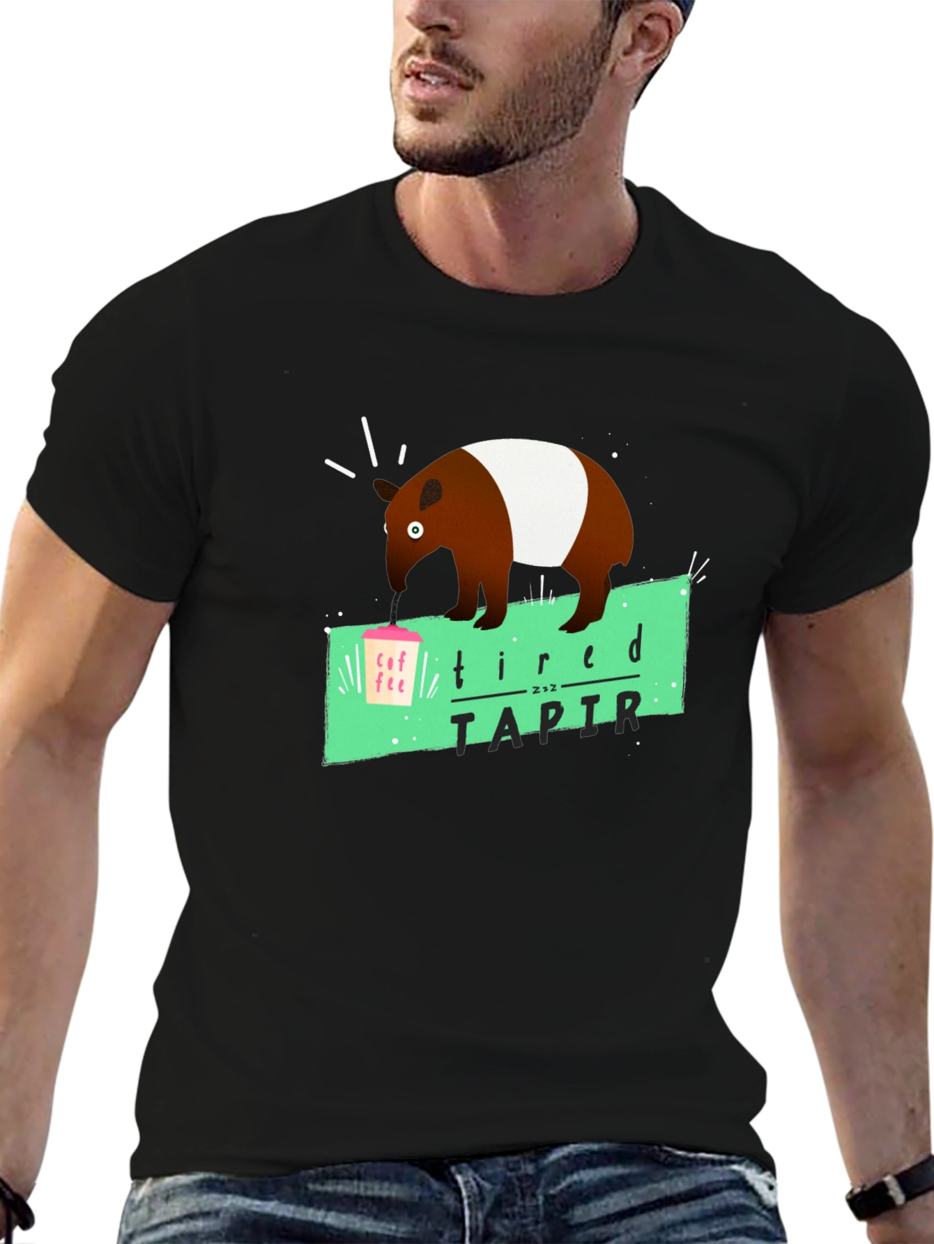 Tired Tapir Graphic Tee - Coffee Lovers Humor