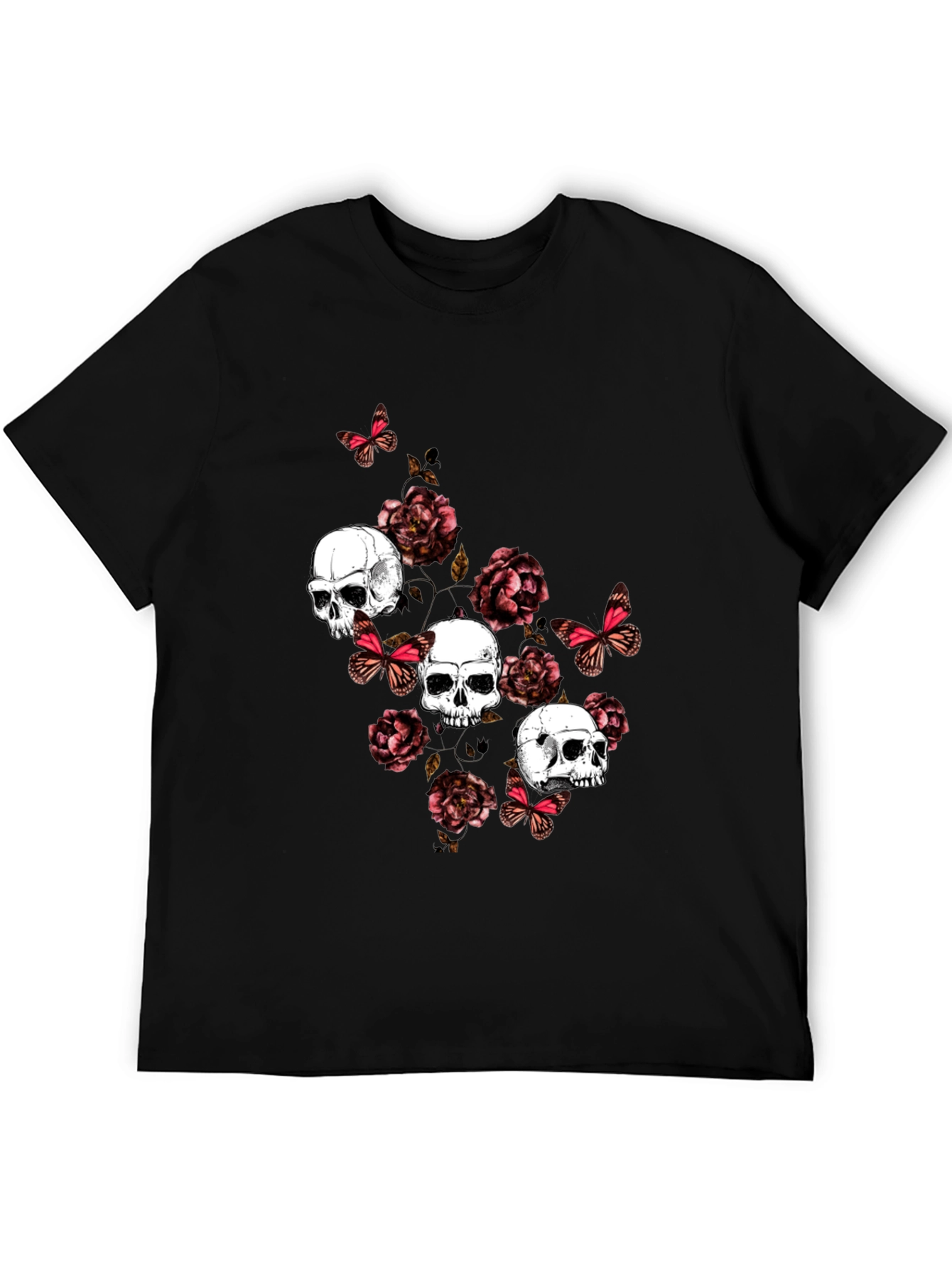 Skull & Roses Graphic Print T-Shirt