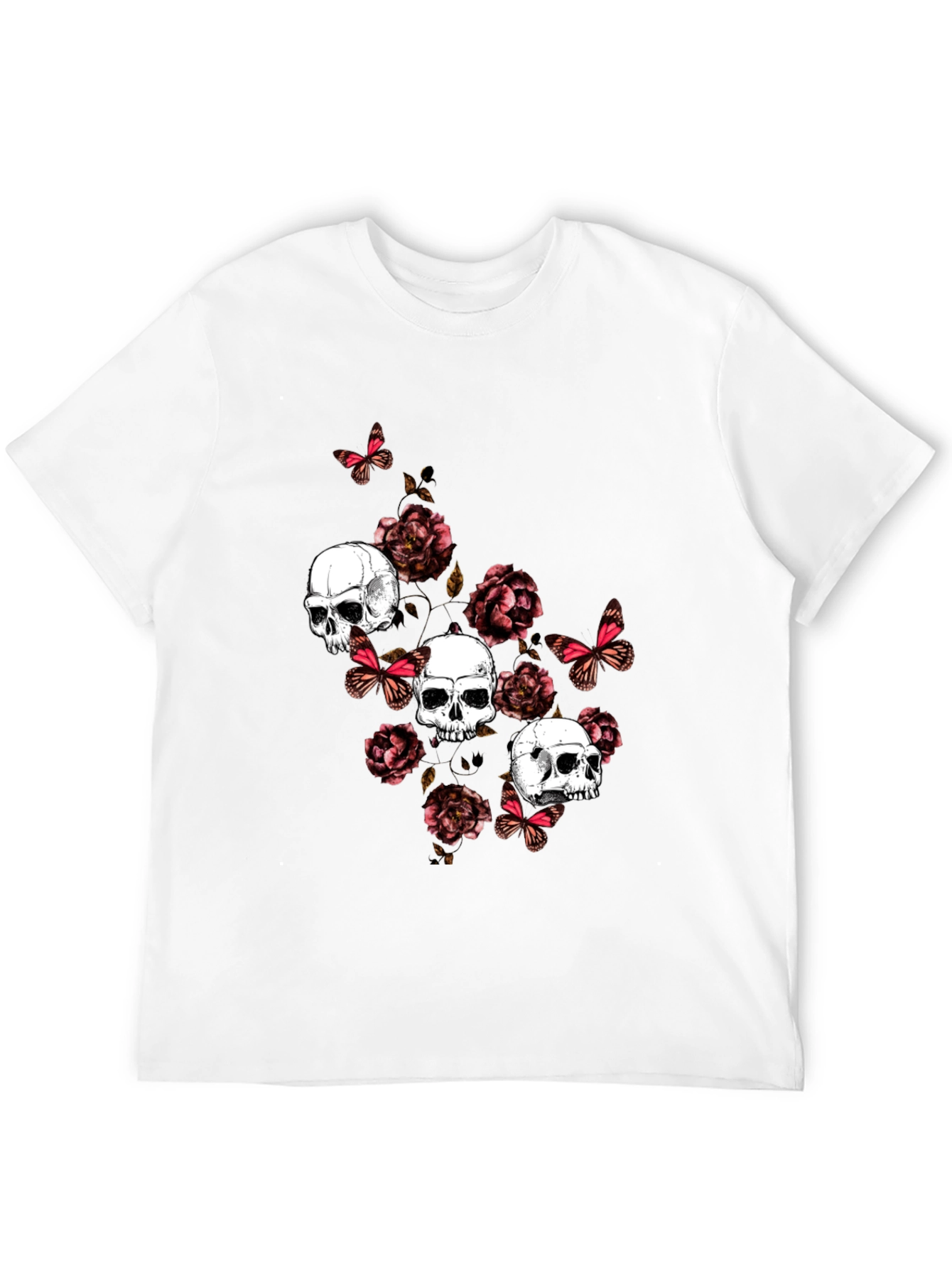 Skull & Roses Graphic Print T-Shirt