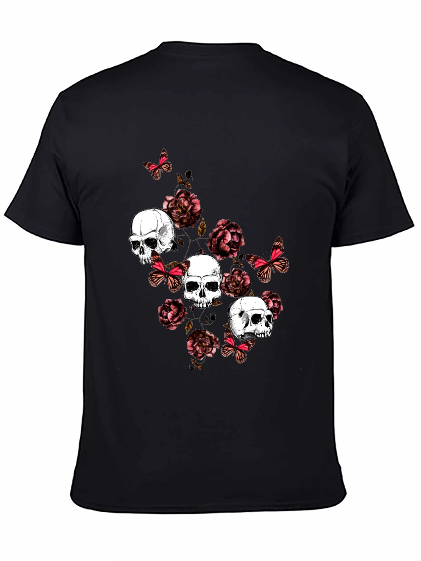 Skull & Roses Graphic Print T-Shirt