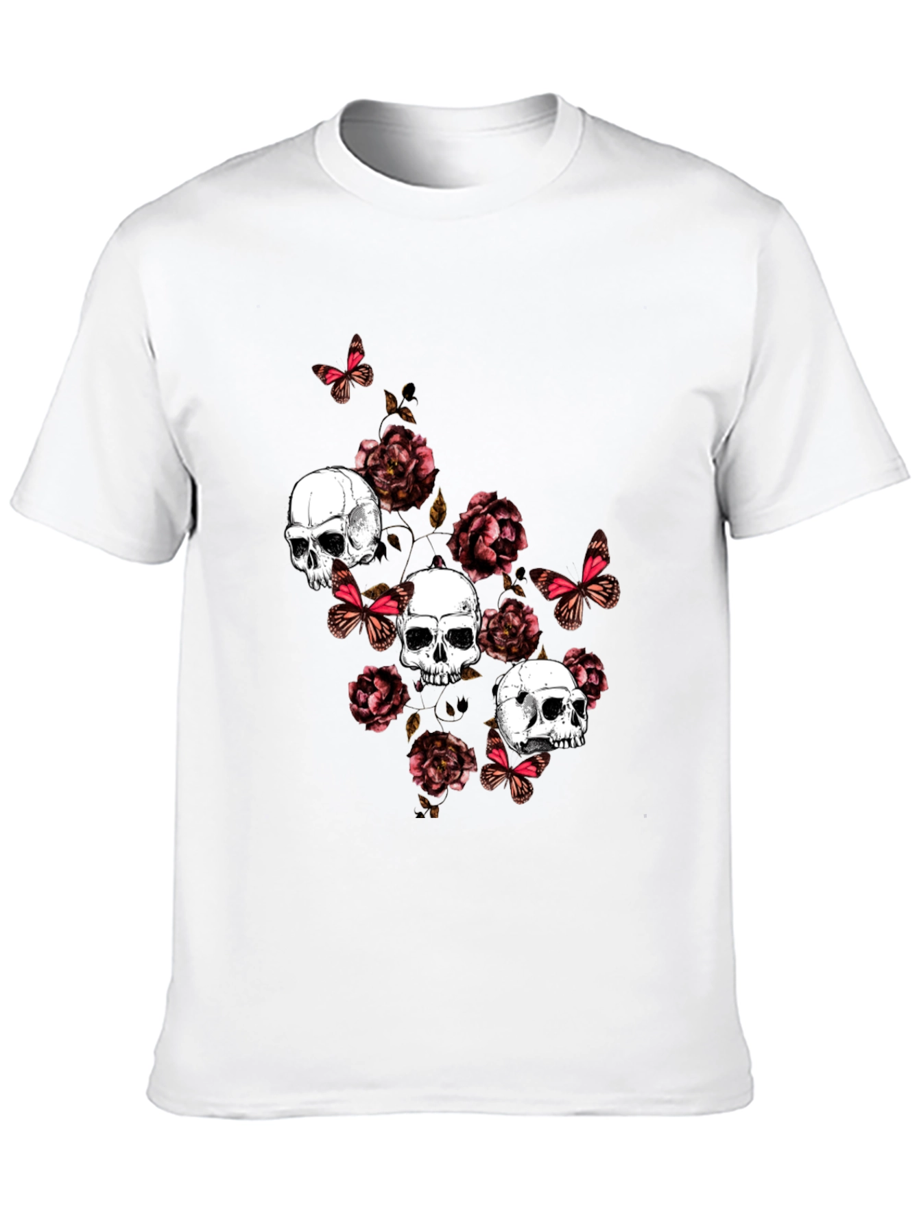 Skull & Roses Graphic Print T-Shirt
