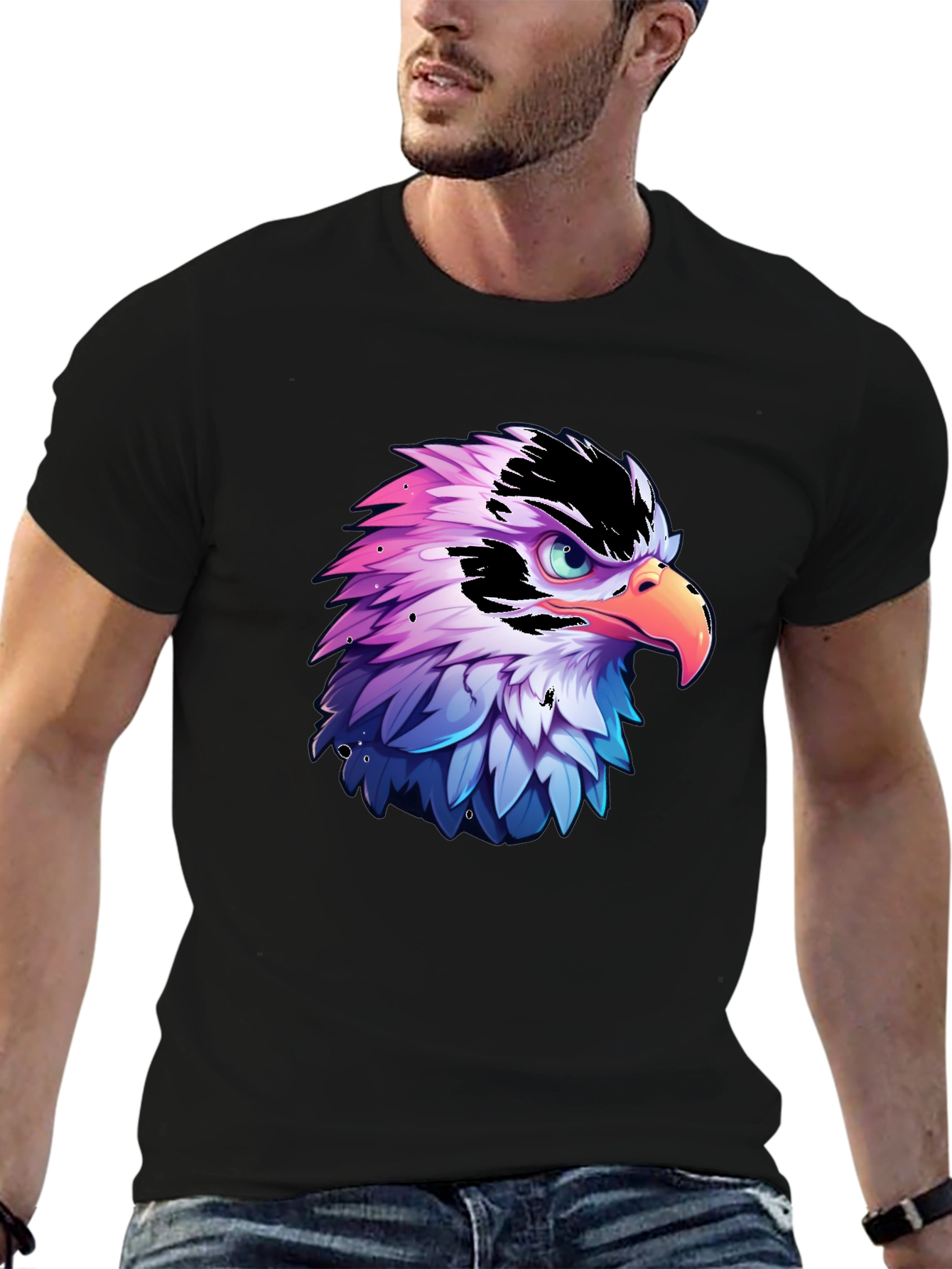 Eagle Graphic Print Black T-Shirt