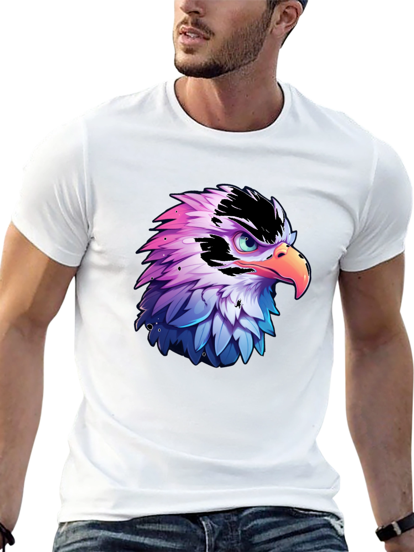 Eagle Graphic Print Black T-Shirt