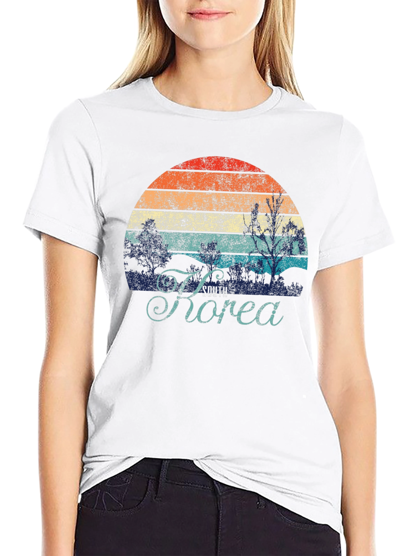 South Korea Retro Sunset Graphic T-Shirt