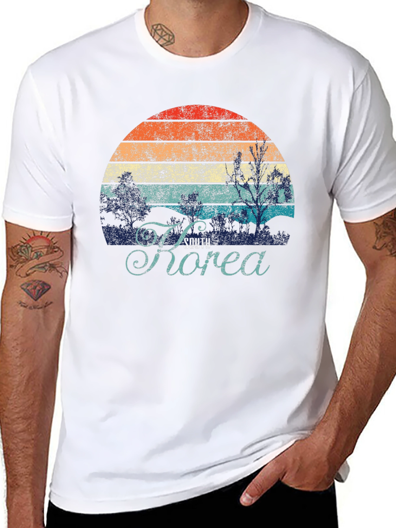 South Korea Retro Sunset Graphic T-Shirt